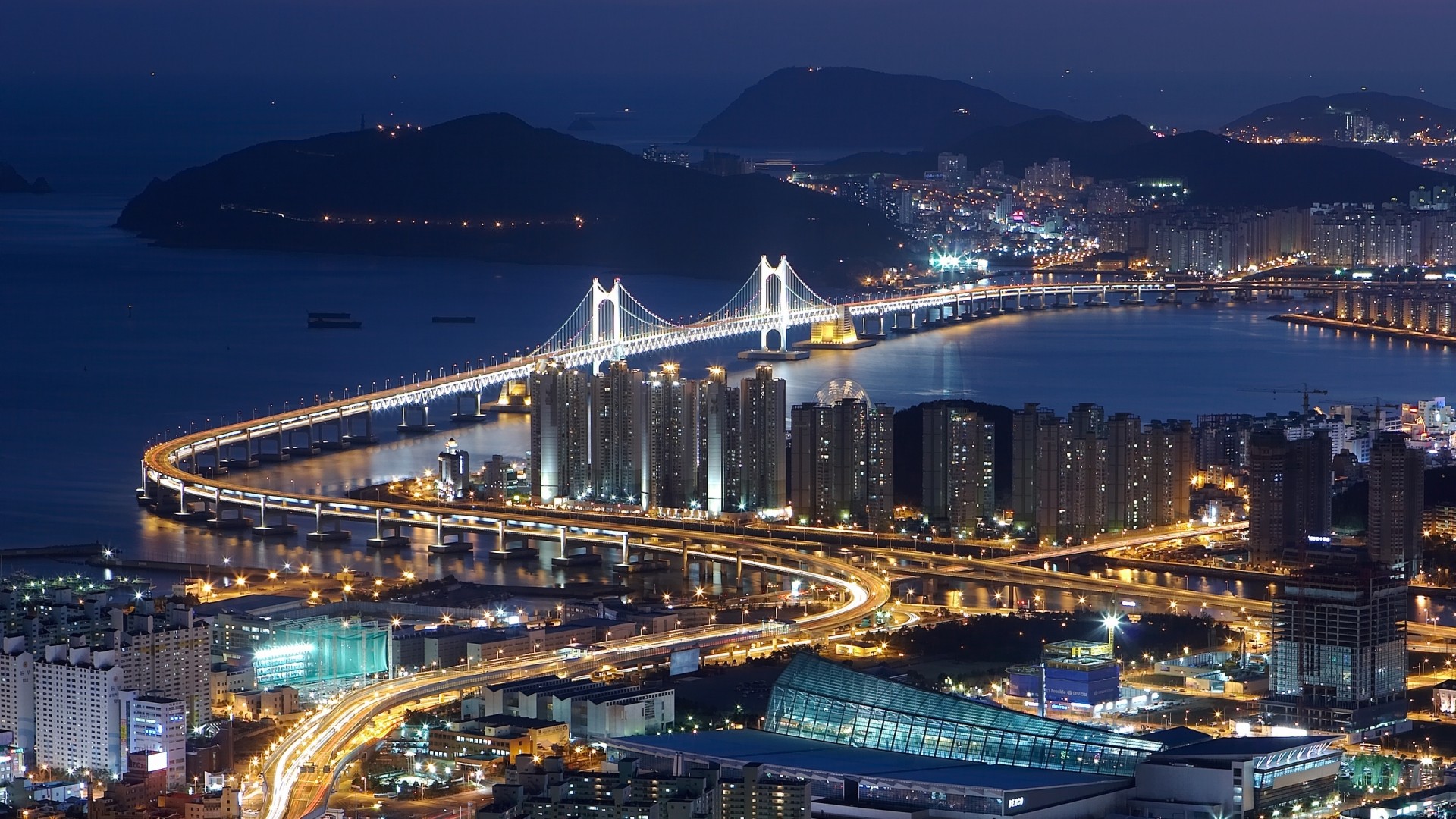 south korea, man made, city, busan, gwangan bridge, cities