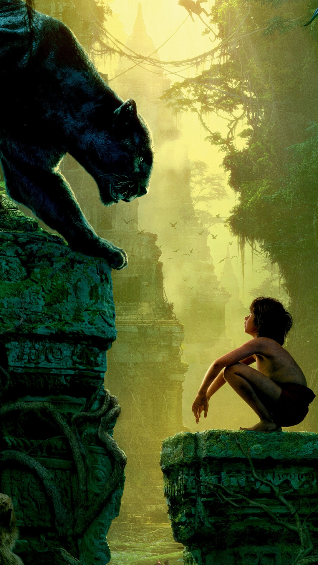 mowgli, movie, the jungle book (2016), bagheera, the jungle book