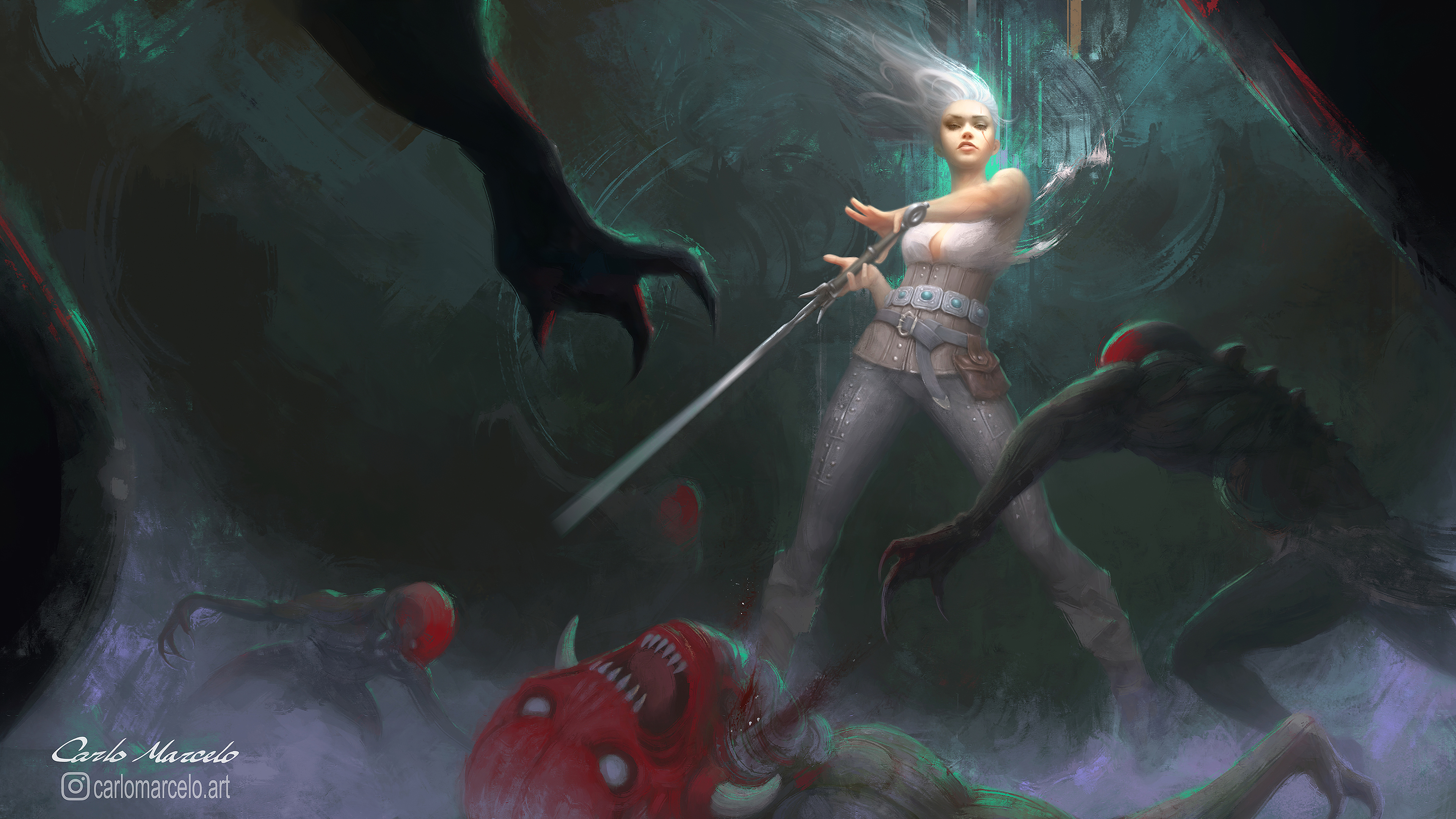 Free download wallpaper Creature, Sword, Video Game, White Hair, Woman Warrior, The Witcher, The Witcher 3: Wild Hunt, Ciri (The Witcher) on your PC desktop