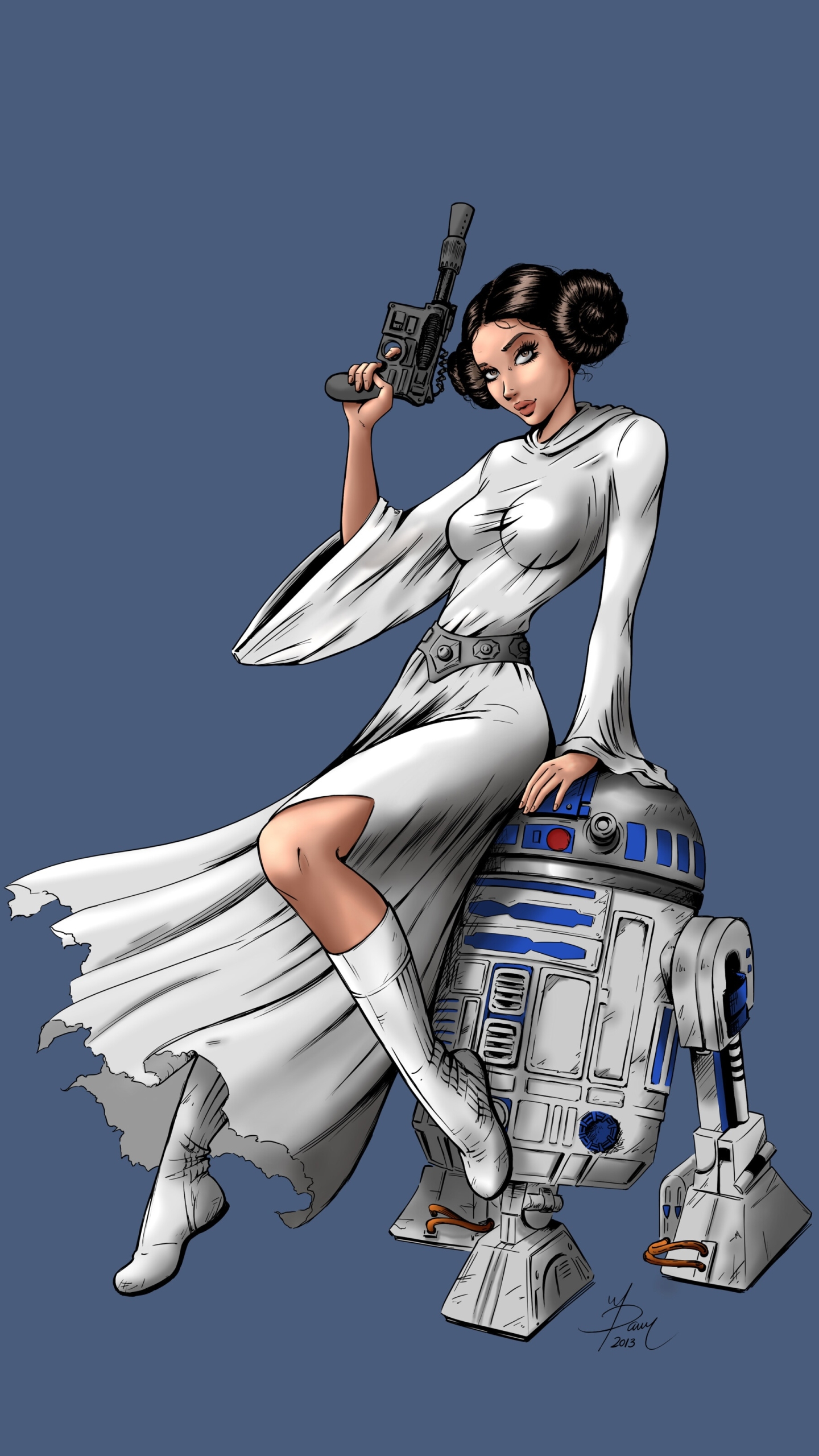 Descarga gratuita de fondo de pantalla para móvil de Ciencia Ficción, La Guerra De Las Galaxias, R2 D2, Princesa Leia.