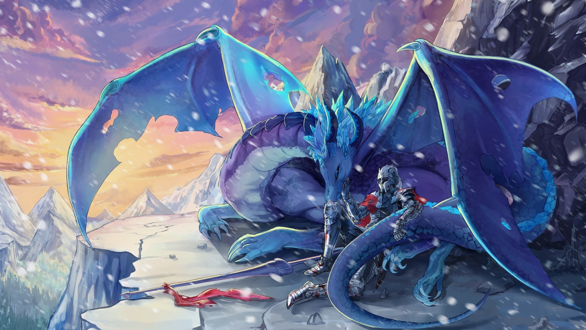 Download mobile wallpaper Snow, Dragon, Knight, Mirror, Video Game for free.