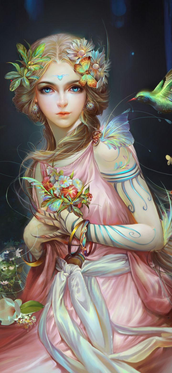 Download mobile wallpaper Fantasy, Blonde, Fairy, Blue Eyes for free.