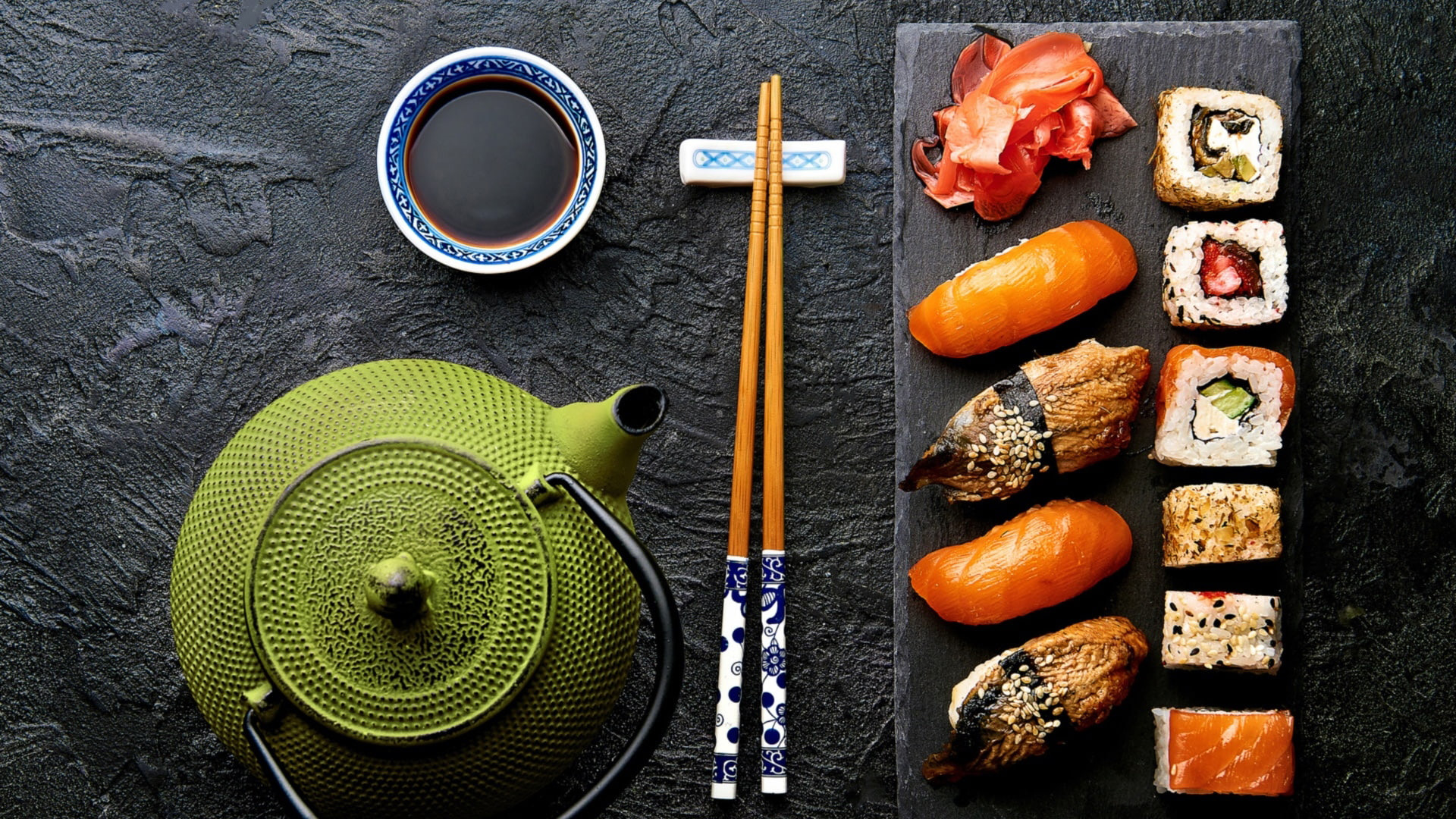 Handy-Wallpaper Sushi, Tee, Nahrungsmittel kostenlos herunterladen.