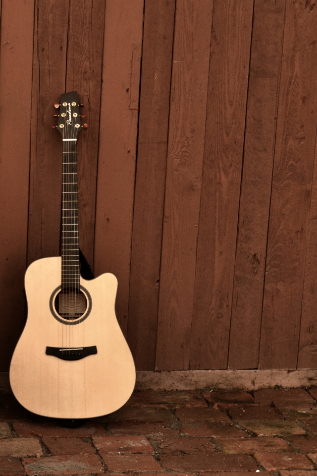 Download mobile wallpaper Music, Guitar, Bench for free.