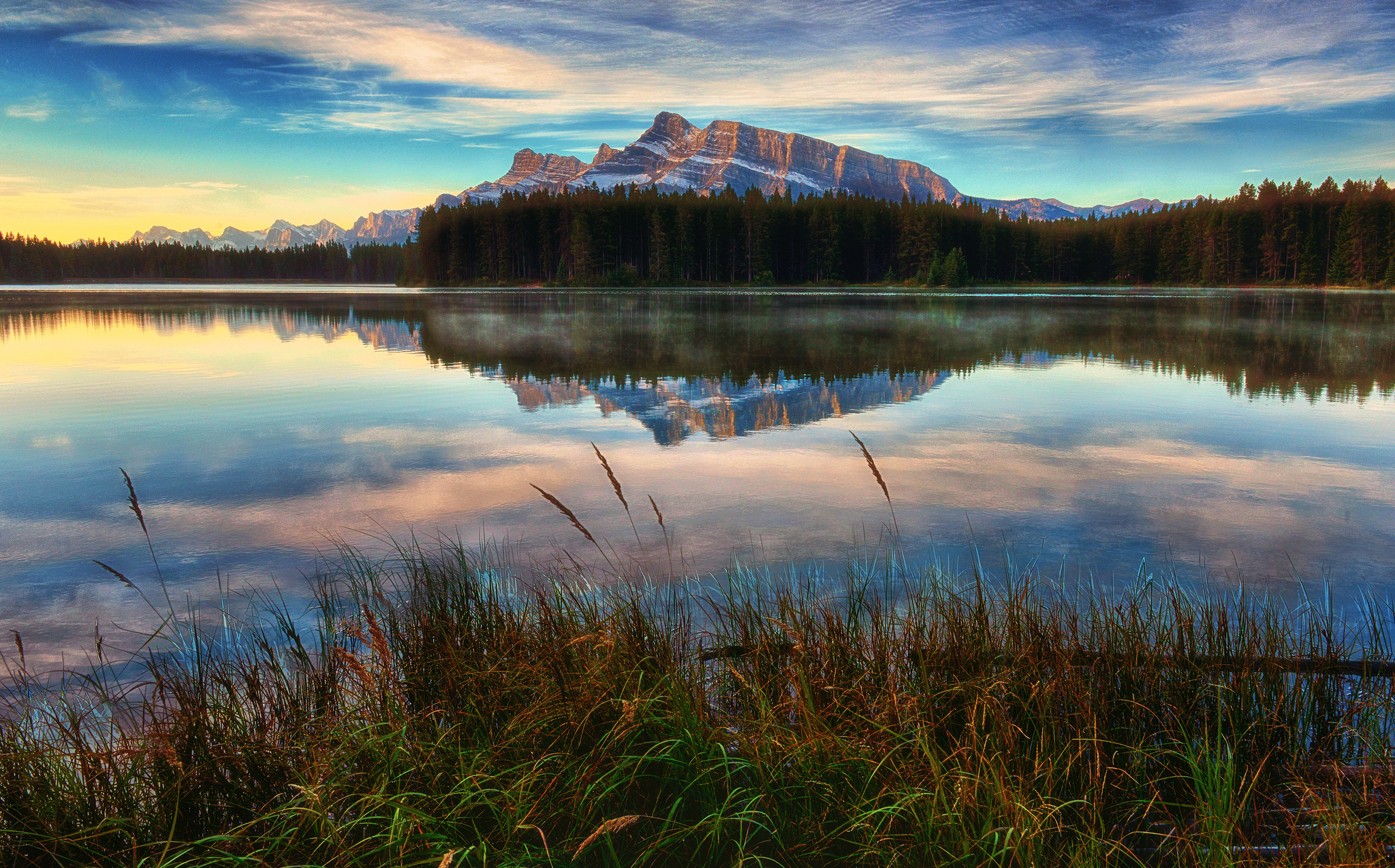 earth, reflection, alberta, banff national park, banff, canada, two jack lake