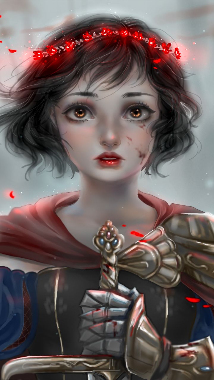 Download mobile wallpaper Fantasy, Snow White, Women, Black Hair, Short Hair, Lipstick for free.