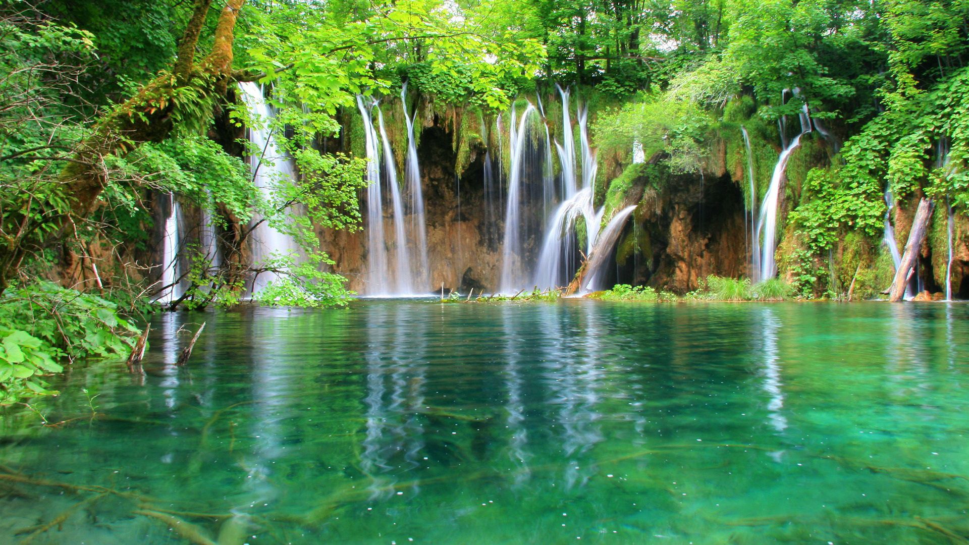 waterfalls, nature, water, forest, jungle