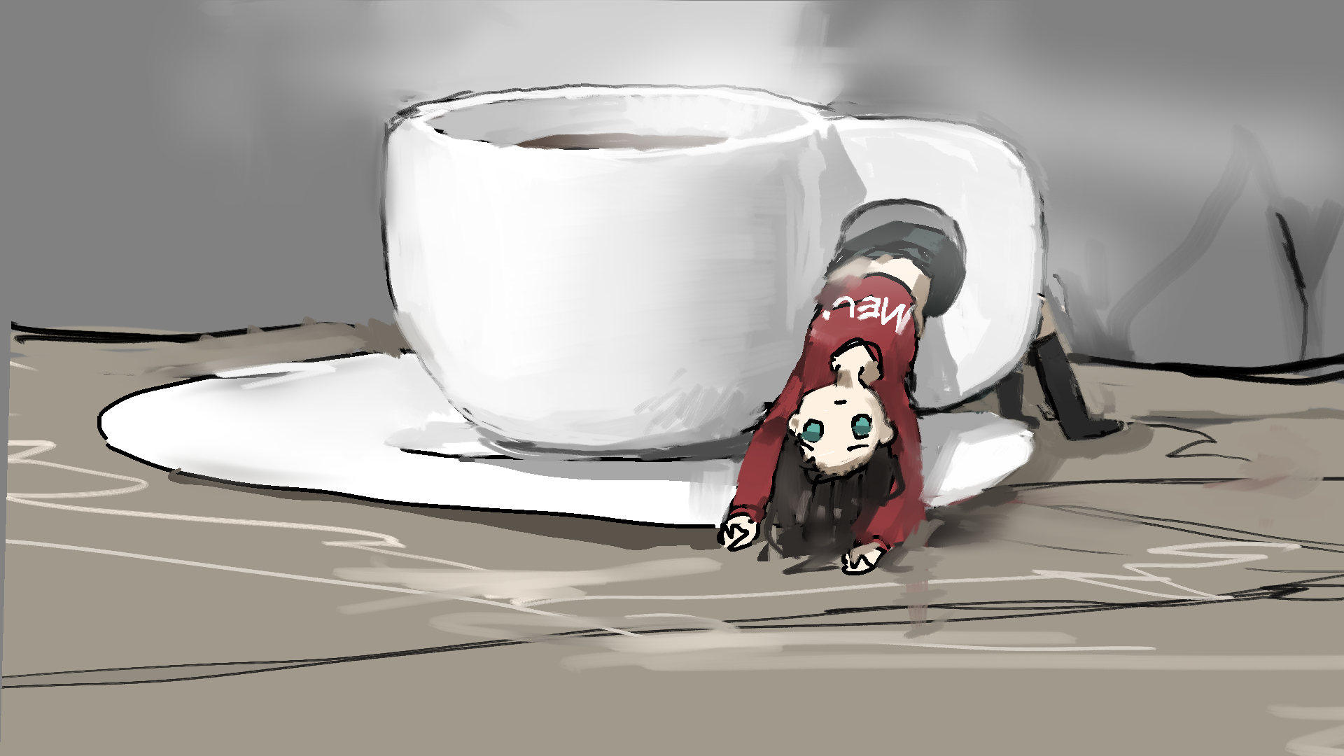 Laden Sie das Mädchen, Tasse, Animes, Kaffee-Bild kostenlos auf Ihren PC-Desktop herunter