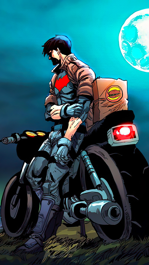 Download mobile wallpaper Moon, Motorcycle, Comics, Dc Comics, Jason Todd, Red Hood for free.