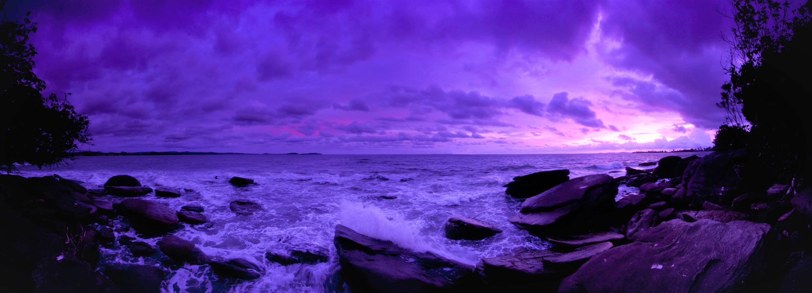 Скачать обои бесплатно Море, Горизонт, Океан, Пурпурный, Земля/природа, Закат Солнца картинка на рабочий стол ПК