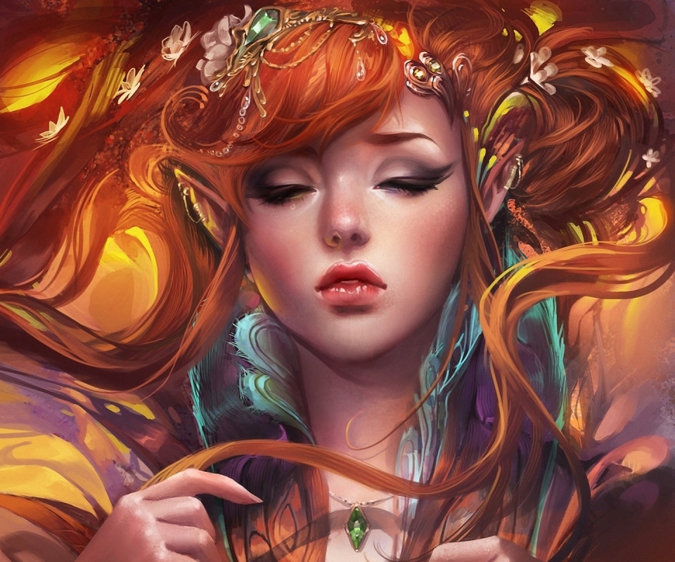 Free download wallpaper Fantasy, Elf, Long Hair, Pointed Ears, Red Hair on your PC desktop