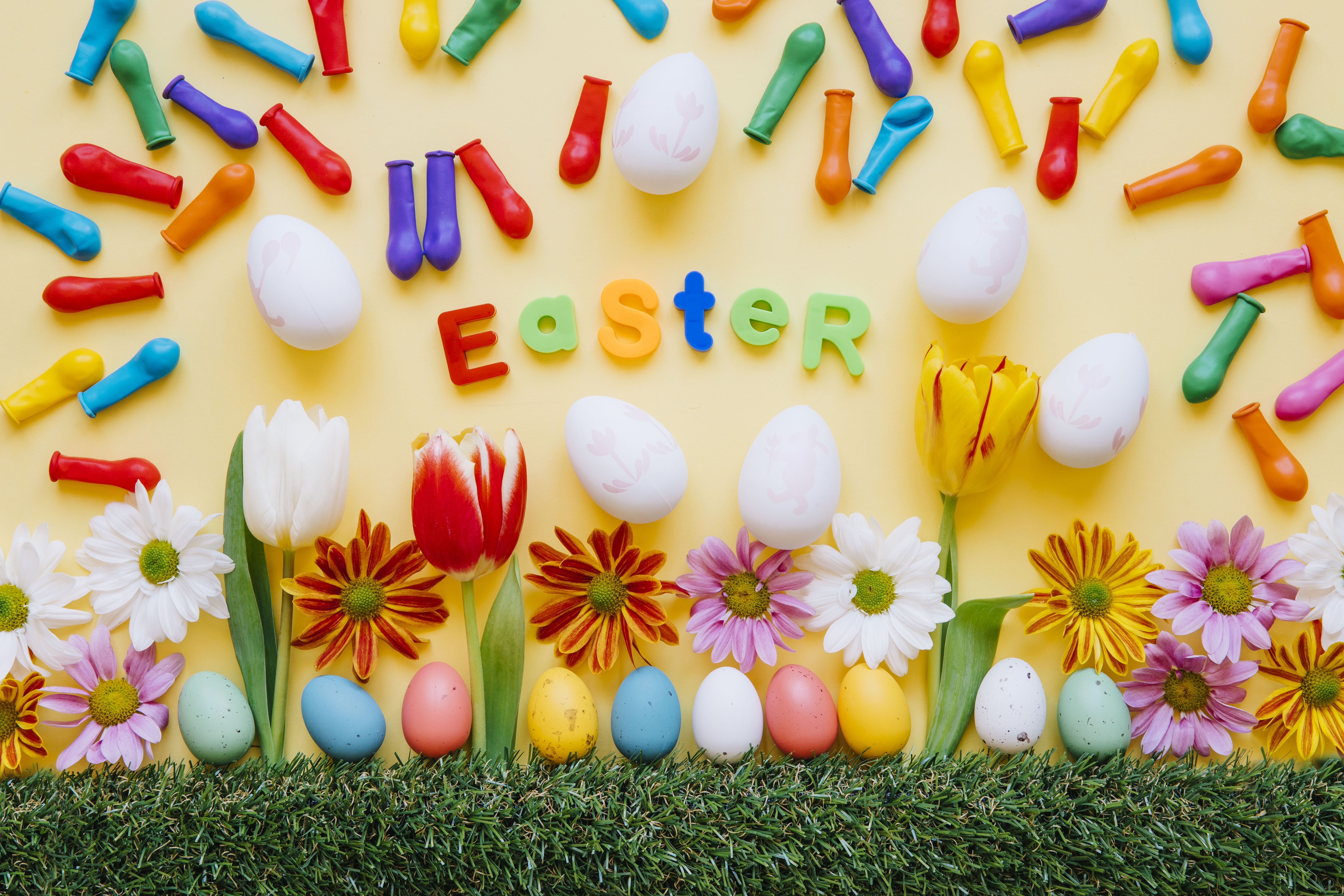 Laden Sie das Feiertage, Ostern, Blume, Farben, Osterei-Bild kostenlos auf Ihren PC-Desktop herunter