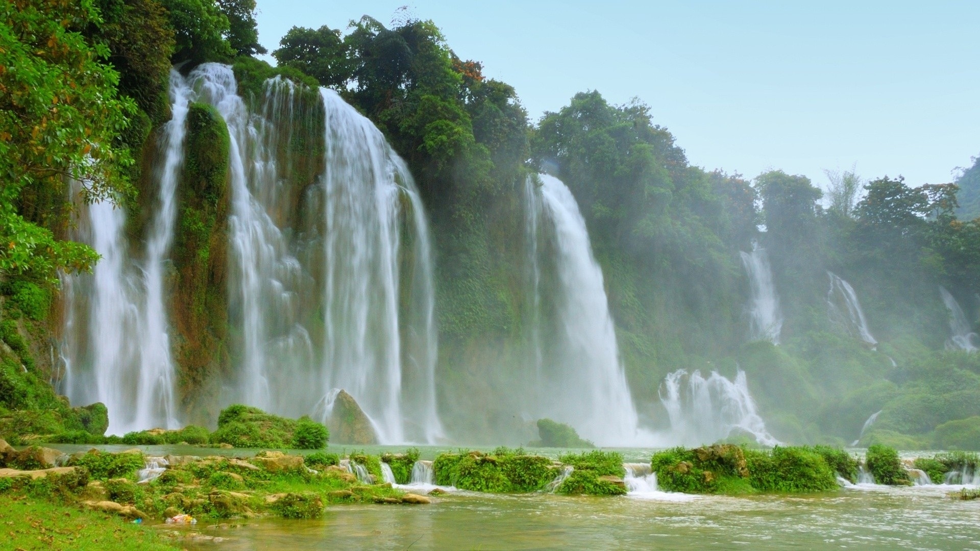 Скачать обои Водопад Бан Джок Детиан на телефон бесплатно