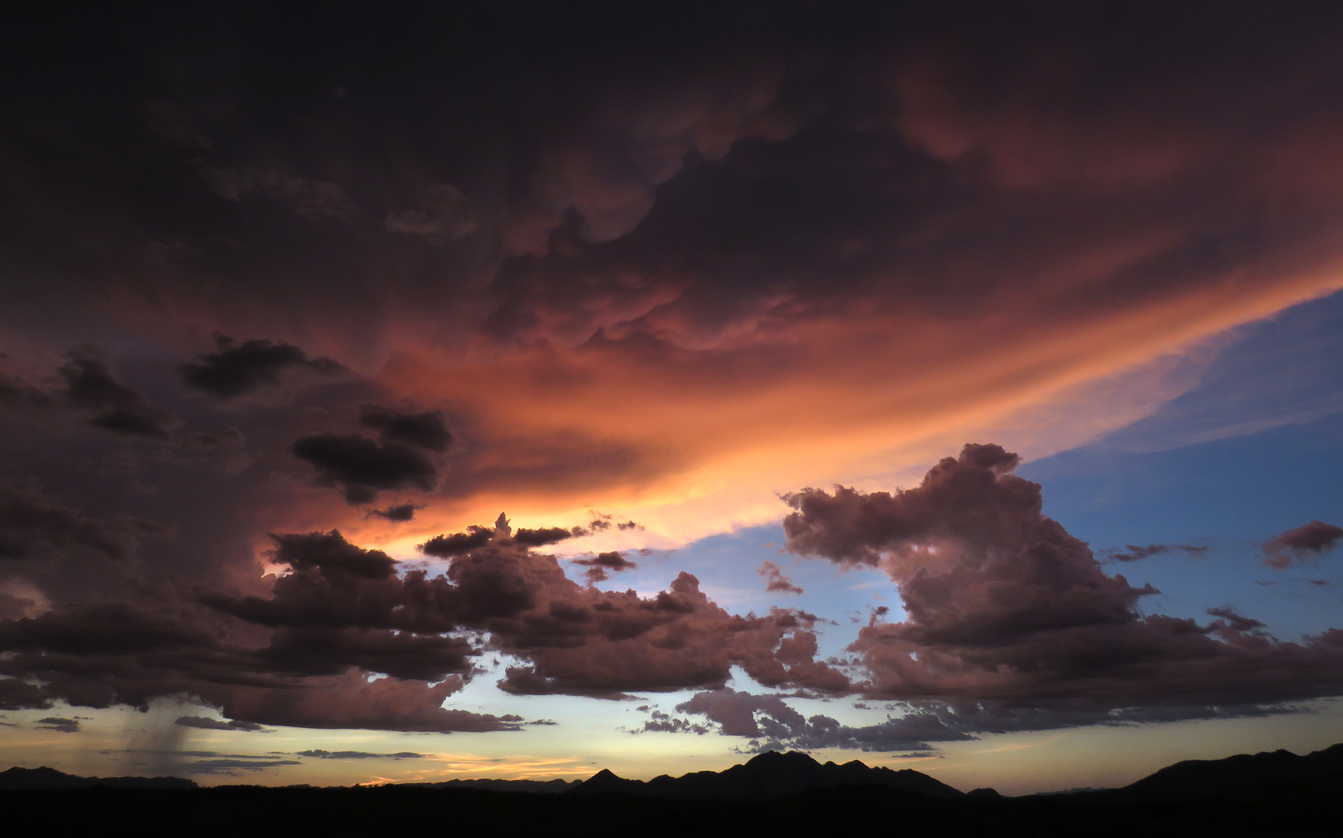 clouds, sunset, nature, sky, mountains, mainly cloudy, overcast