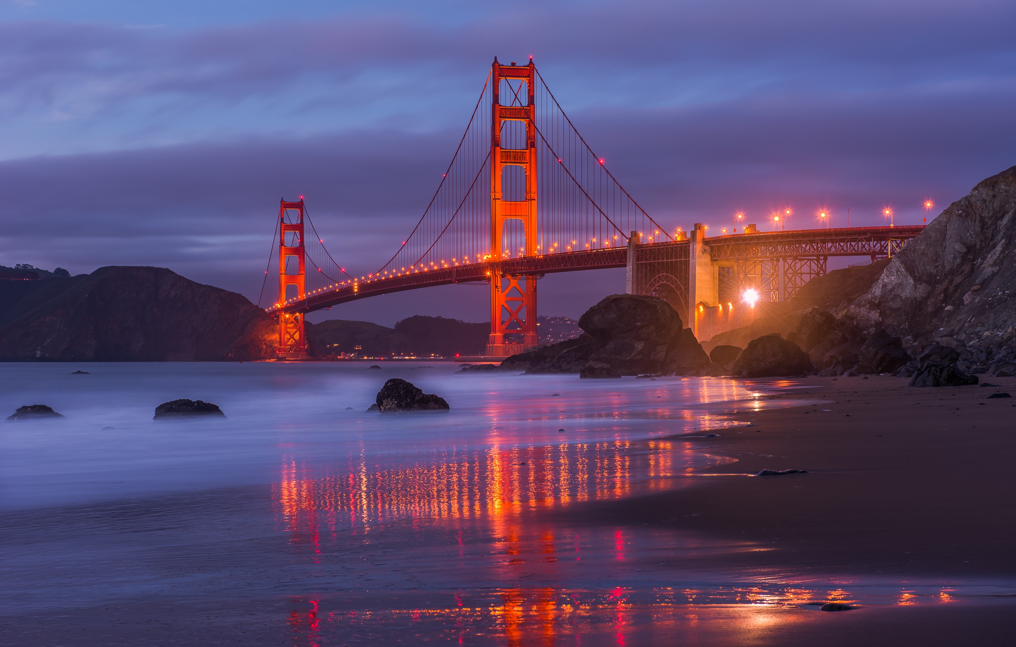 Download mobile wallpaper Bridges, Night, Usa, Bridge, Golden Gate, Man Made for free.