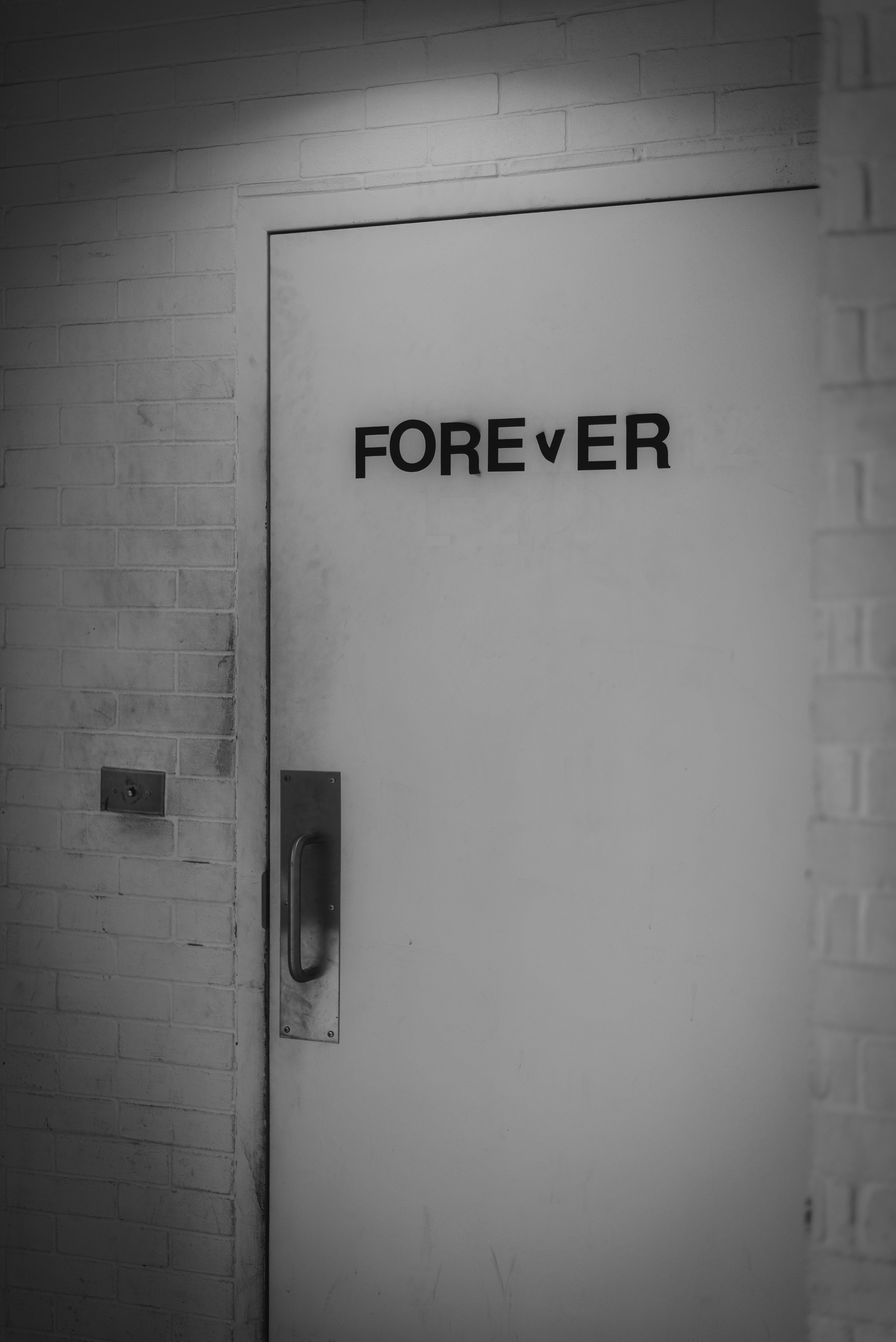 words, wall, inscription, forever and ever, forever, door, shabby, threadbare