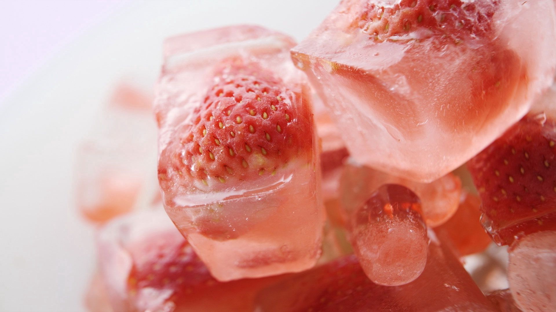 food, strawberry, ice, berry, cubes HD wallpaper