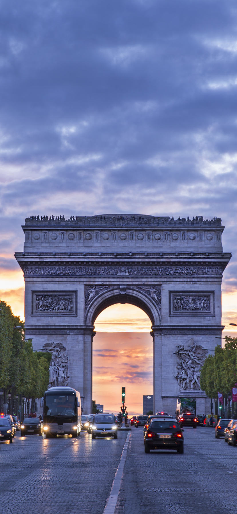 Download mobile wallpaper Paris, Monuments, France, Street, Monument, Arc De Triomphe, Man Made for free.