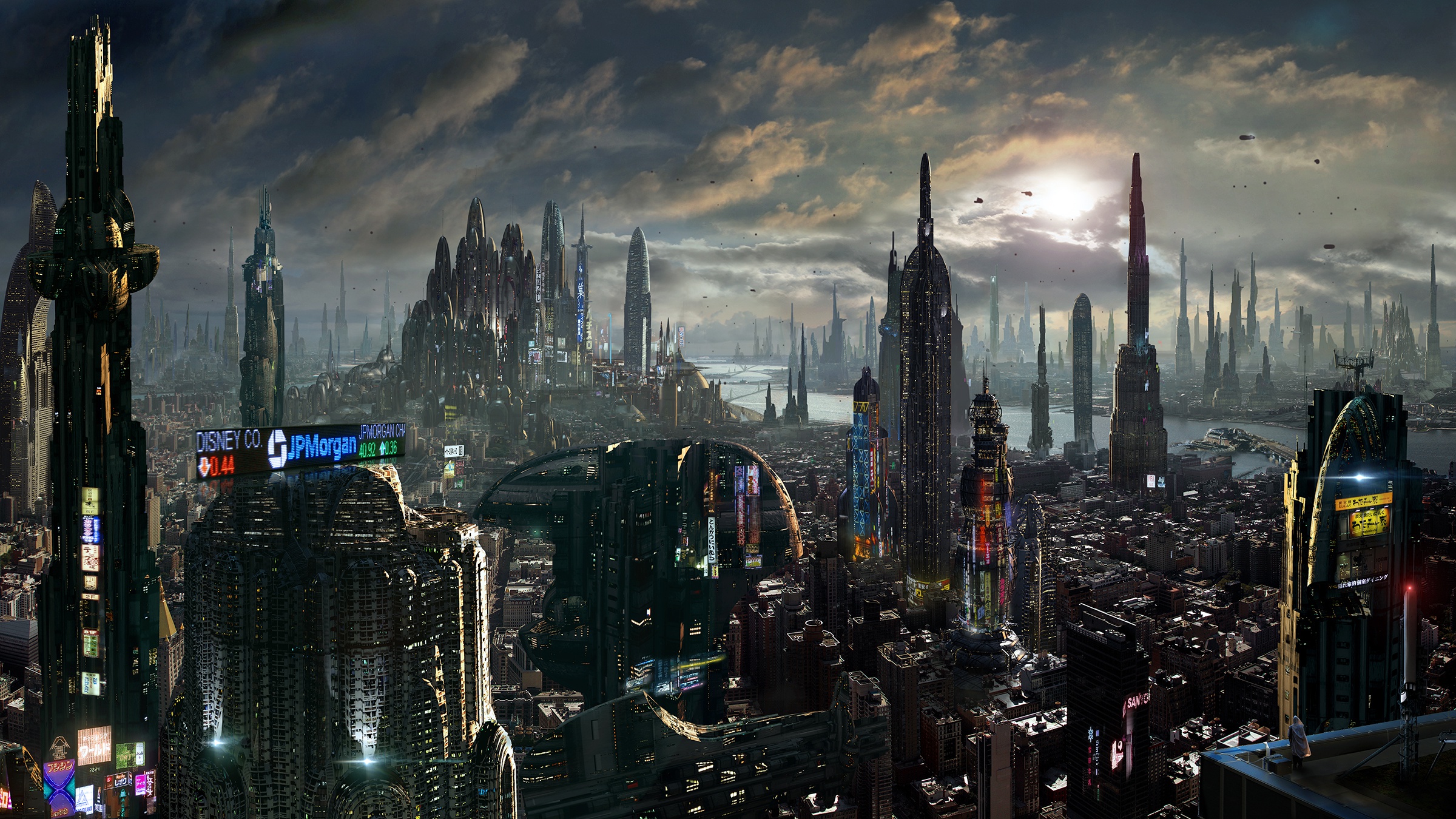 Laden Sie das Wolkenkratzer, Gebäude, Stadtbild, Science Fiction, Großstadt, Futuristische Stadt-Bild kostenlos auf Ihren PC-Desktop herunter