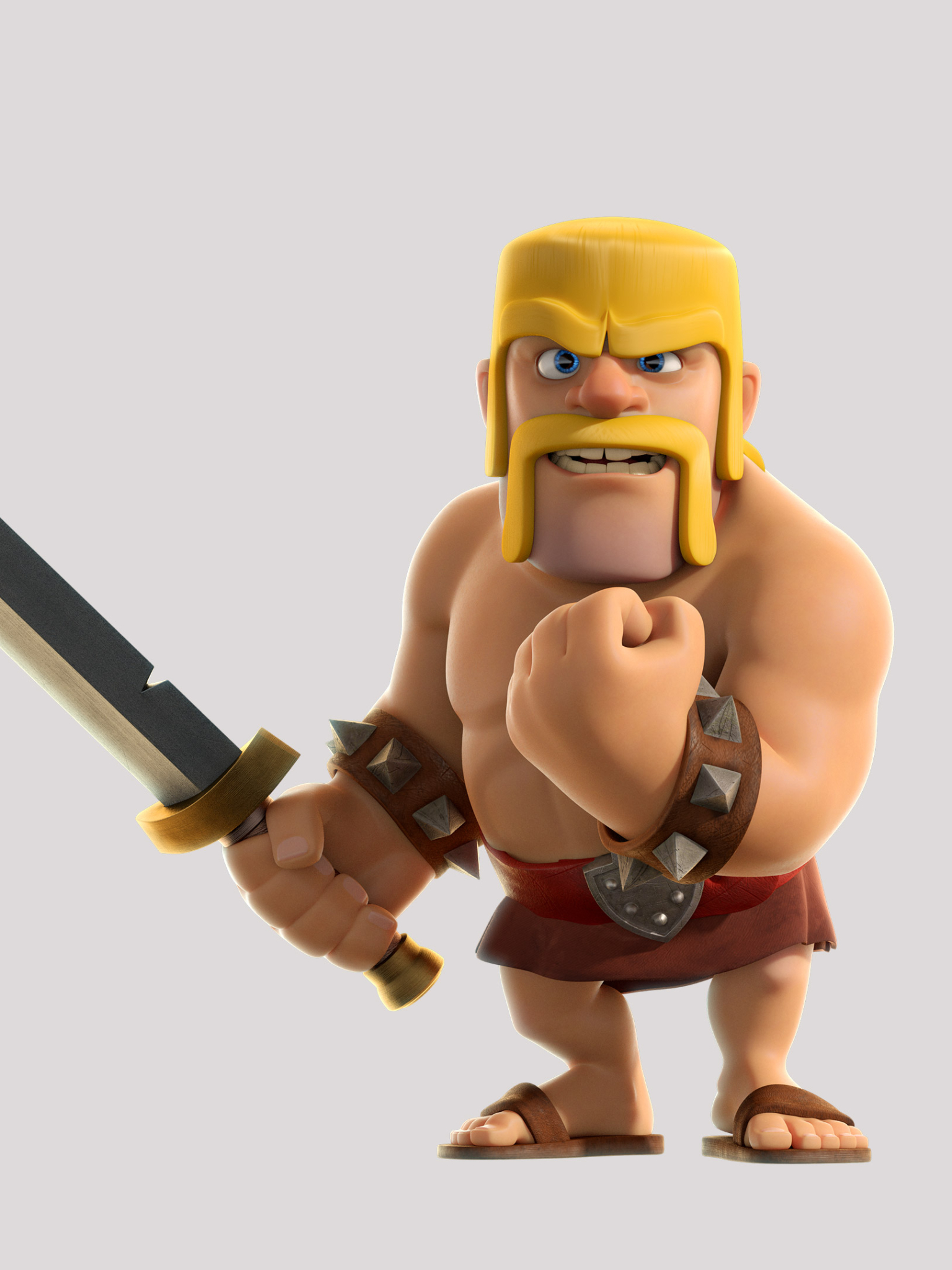 Mobile wallpaper clash of clans, video game, barbarian (clash of clans)