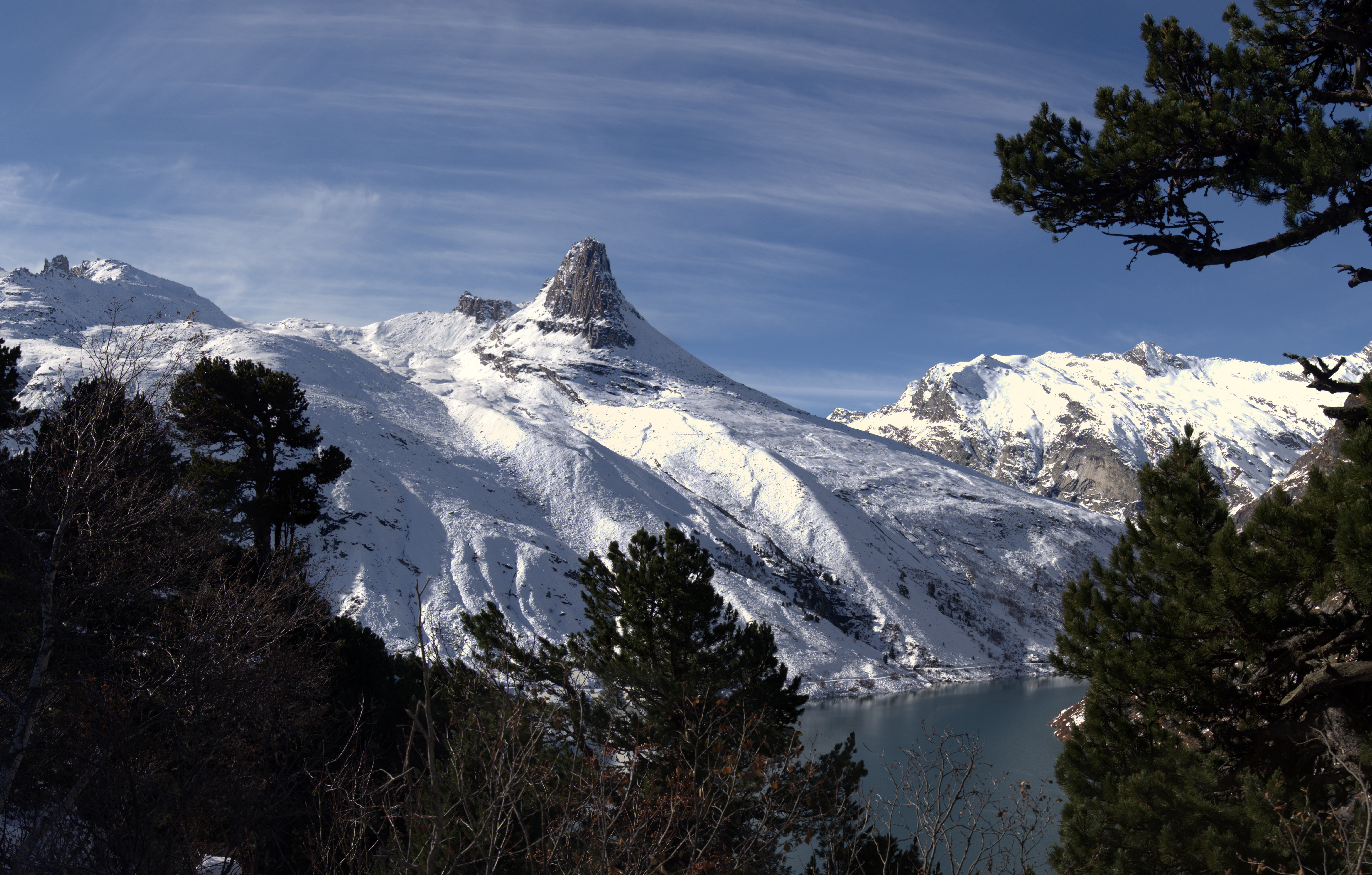 Laden Sie das Winter, Kiefer, Schnee, Gipfel, Gebirge, Erde/natur-Bild kostenlos auf Ihren PC-Desktop herunter