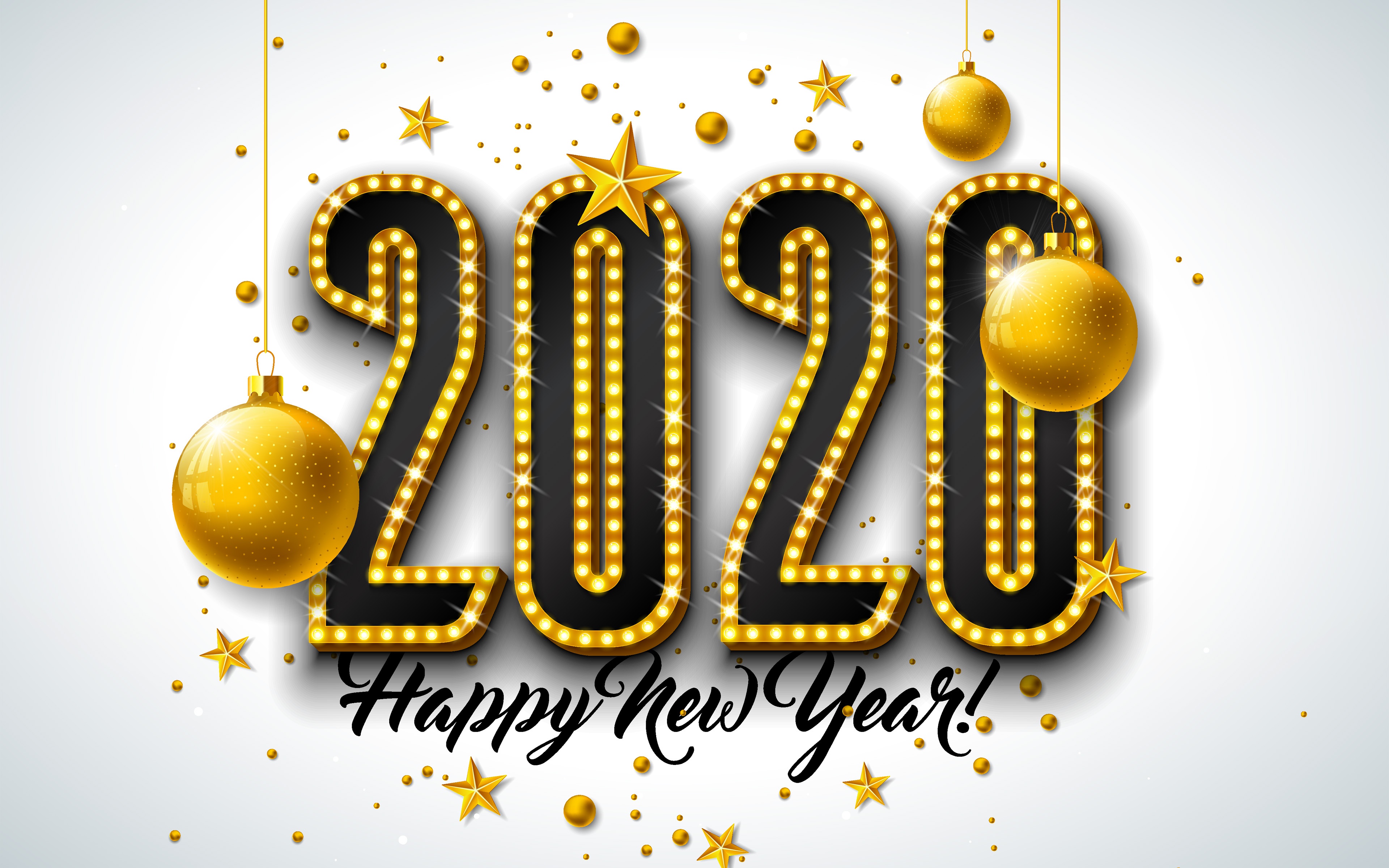 Download mobile wallpaper New Year, Holiday, Bauble, Happy New Year, New Year 2020 for free.