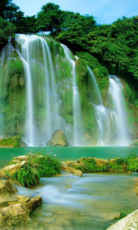 Download mobile wallpaper Waterfalls, Waterfall, Earth, Vietnam, Ban Gioc Detian Falls for free.