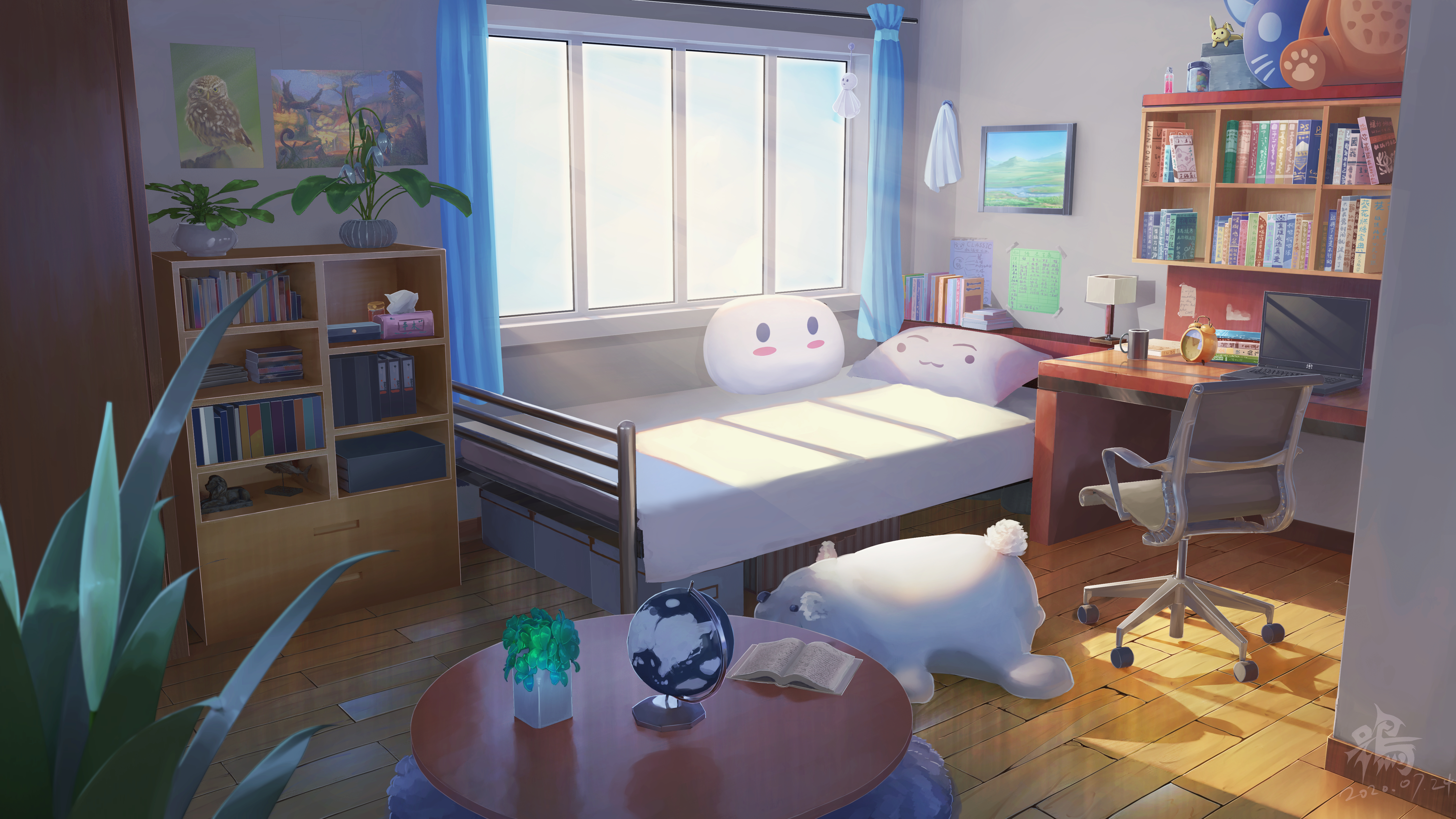 Download mobile wallpaper Anime, Room, Bed for free.