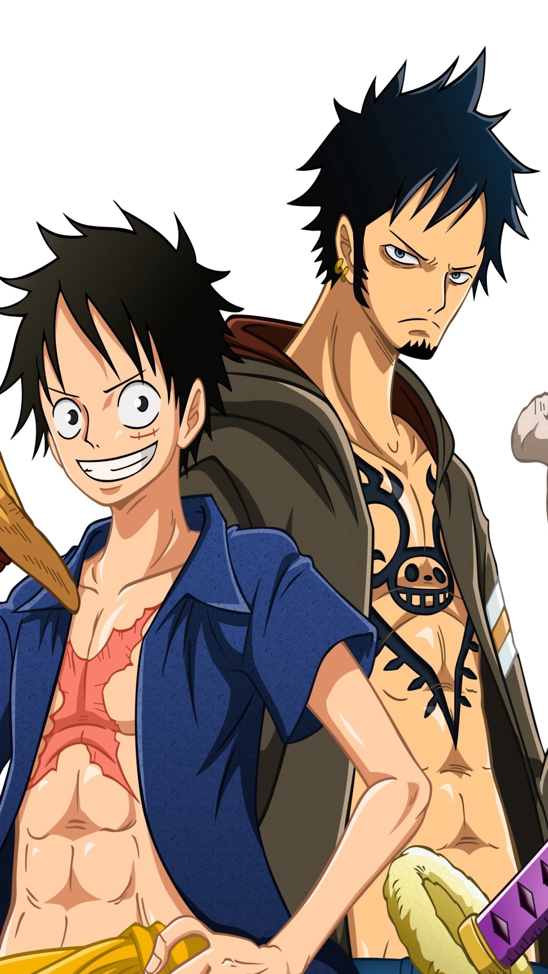 Handy-Wallpaper Animes, One Piece, Affe D Luffy, Trafalgar Gesetz kostenlos herunterladen.