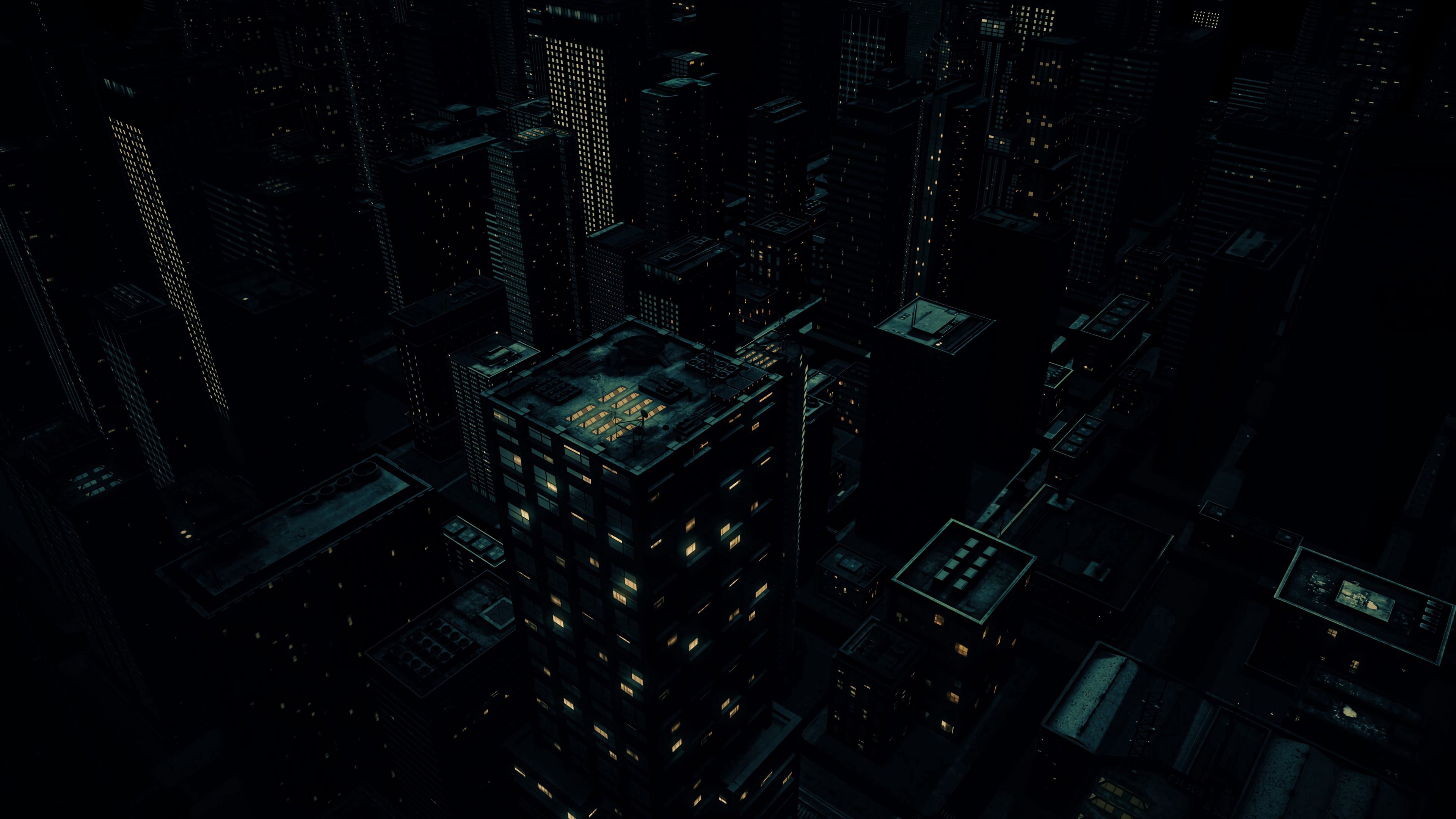 Скачать картинку Здания, Вид Сверху, Темный, Арт, Ночной Город, Темные в телефон бесплатно.