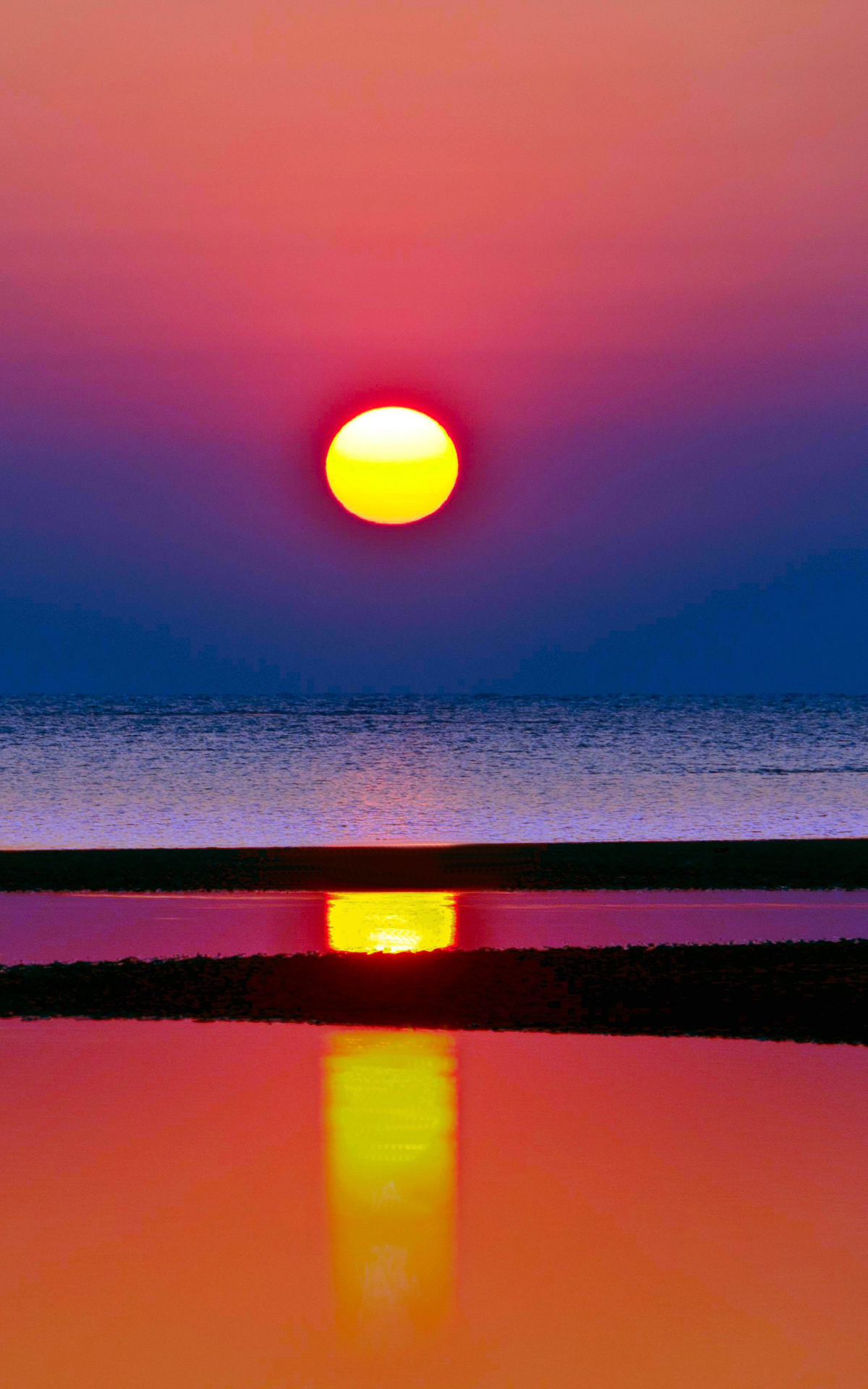 Descarga gratuita de fondo de pantalla para móvil de Mar, Playa, Horizonte, Atardecer, Tierra/naturaleza, Puesta De Sol.