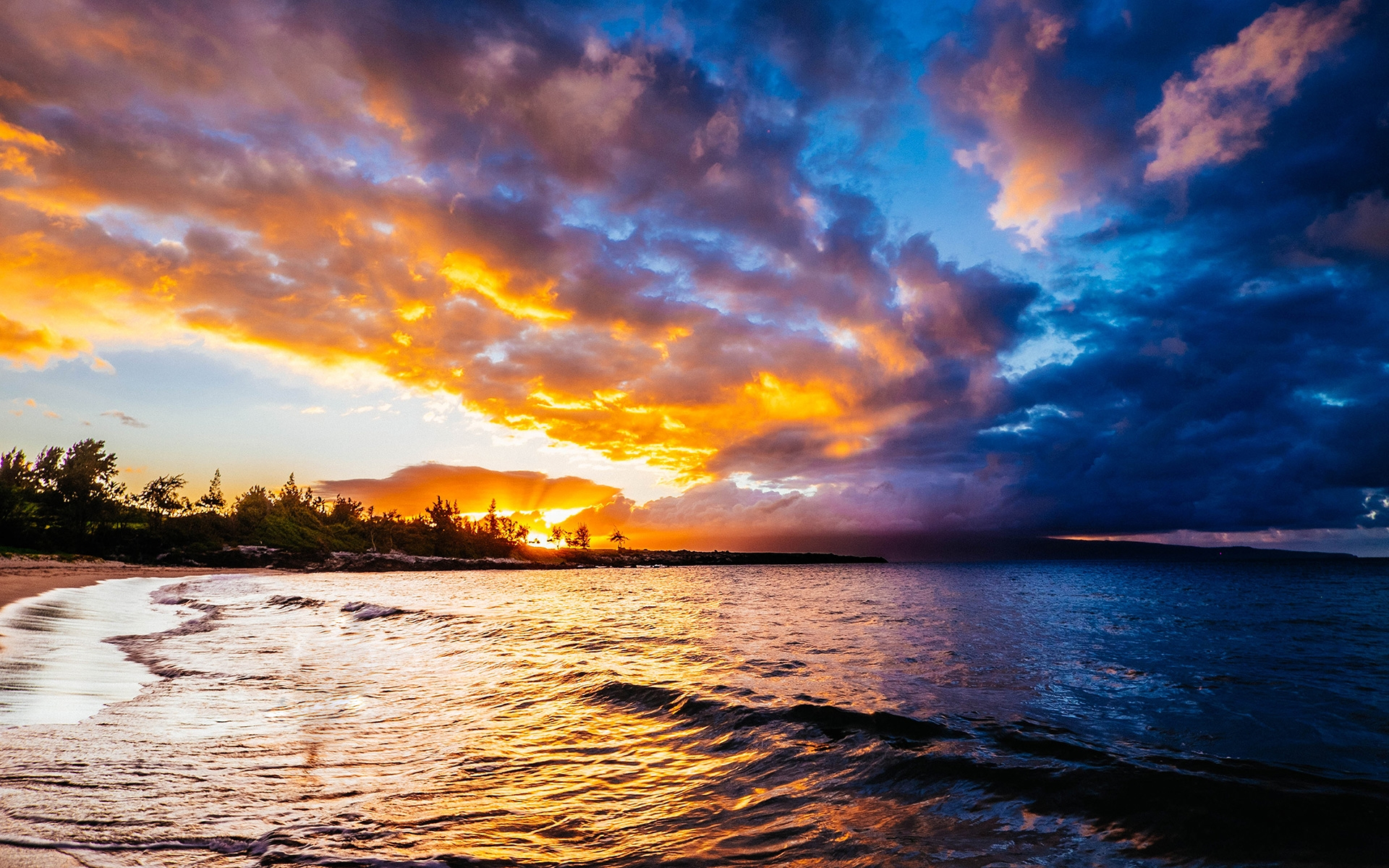 Download mobile wallpaper Sunset, Sea, Beach, Ocean, Earth, Cloud for free.
