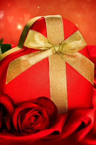 無料モバイル壁紙薔薇, 箱, リボン, バレンタイン・デー, 心臓, ホリデーをダウンロードします。