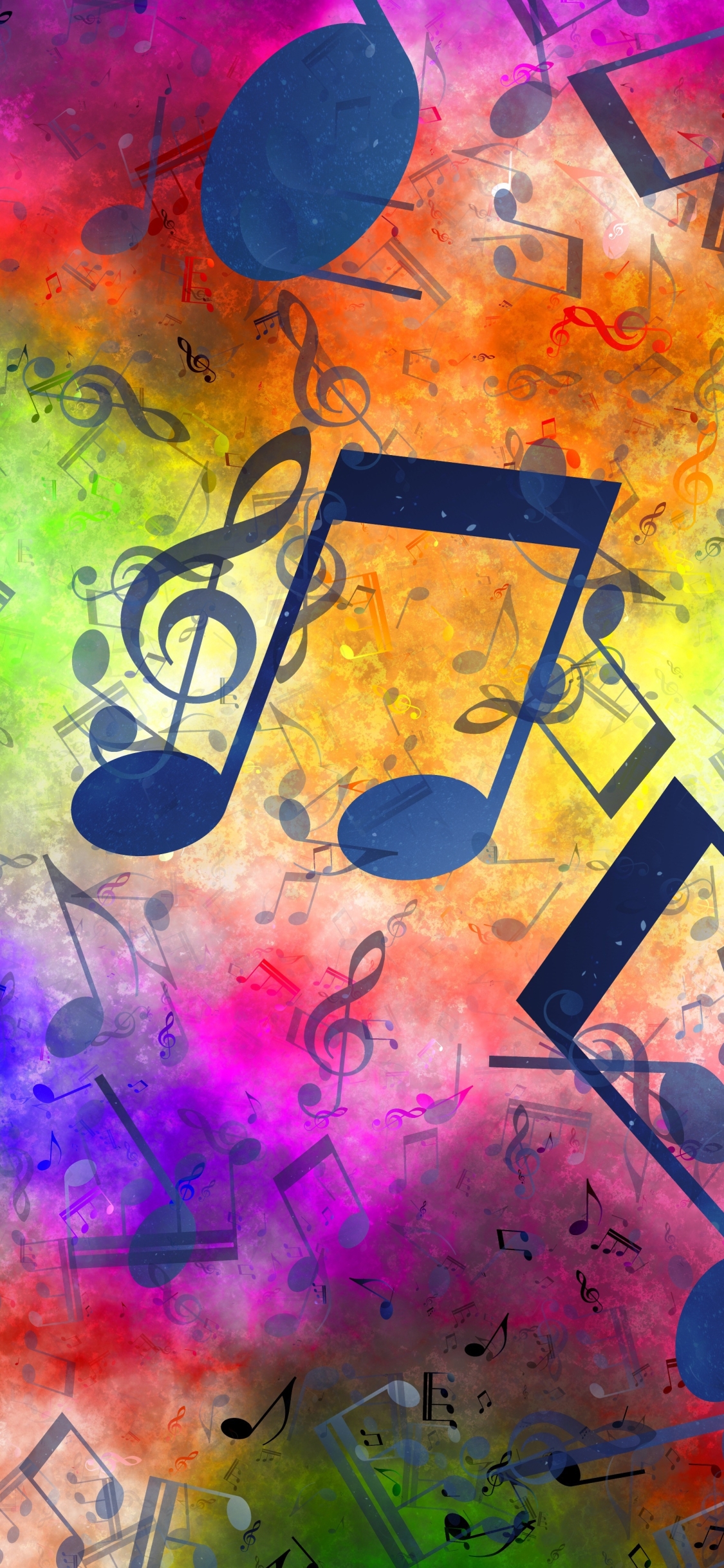 music, musical notes, colors, treble clef HD wallpaper