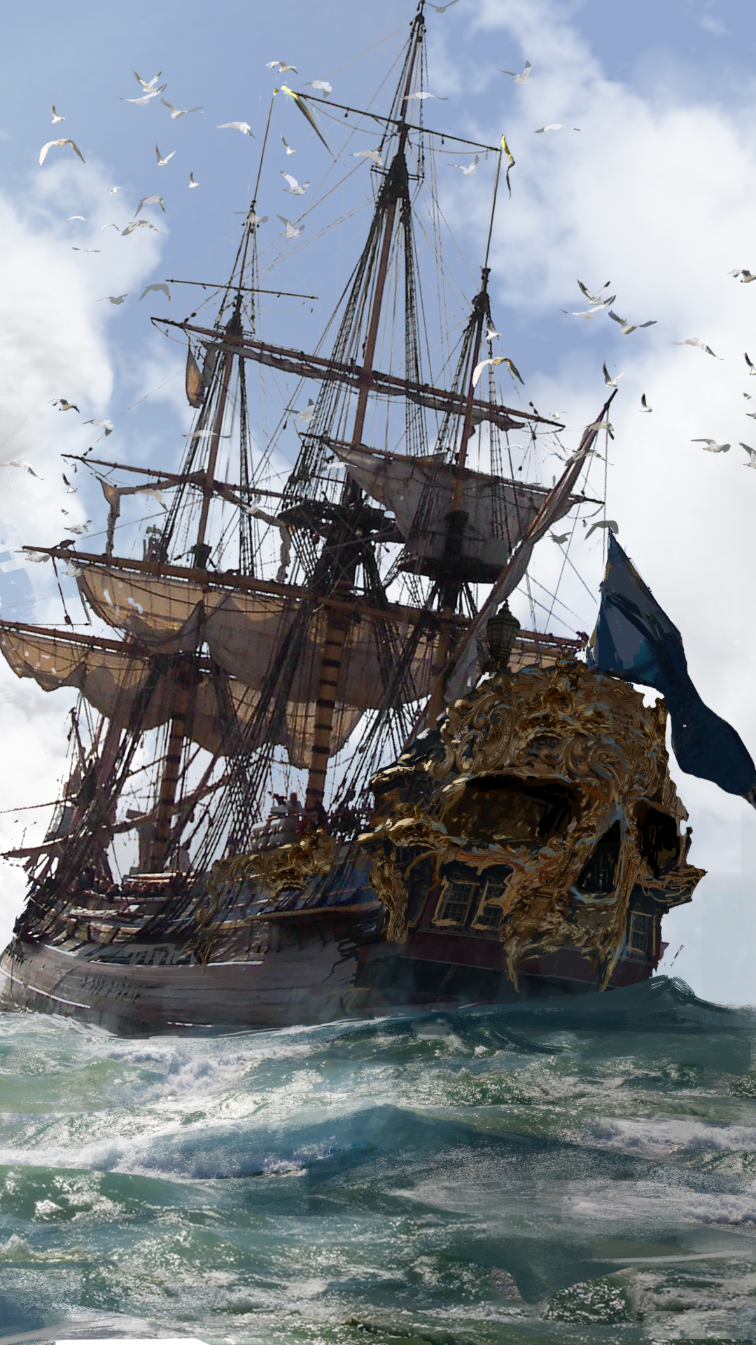 無料モバイル壁紙テレビゲーム, 海賊船, スカル・アンド・ボーンズをダウンロードします。
