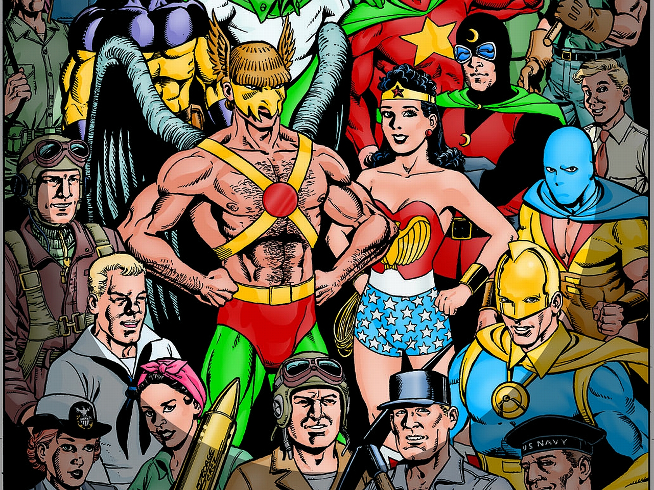 comics, justice league, all star squadron, atom (dc comics), captain midnight, carter hall, doctor fate (dc comics), doctor mid nite, earth 2 (dc comics), hawkman (dc comics), justice society of america, spectre (dc comics), starman (dc comics), wonder woman