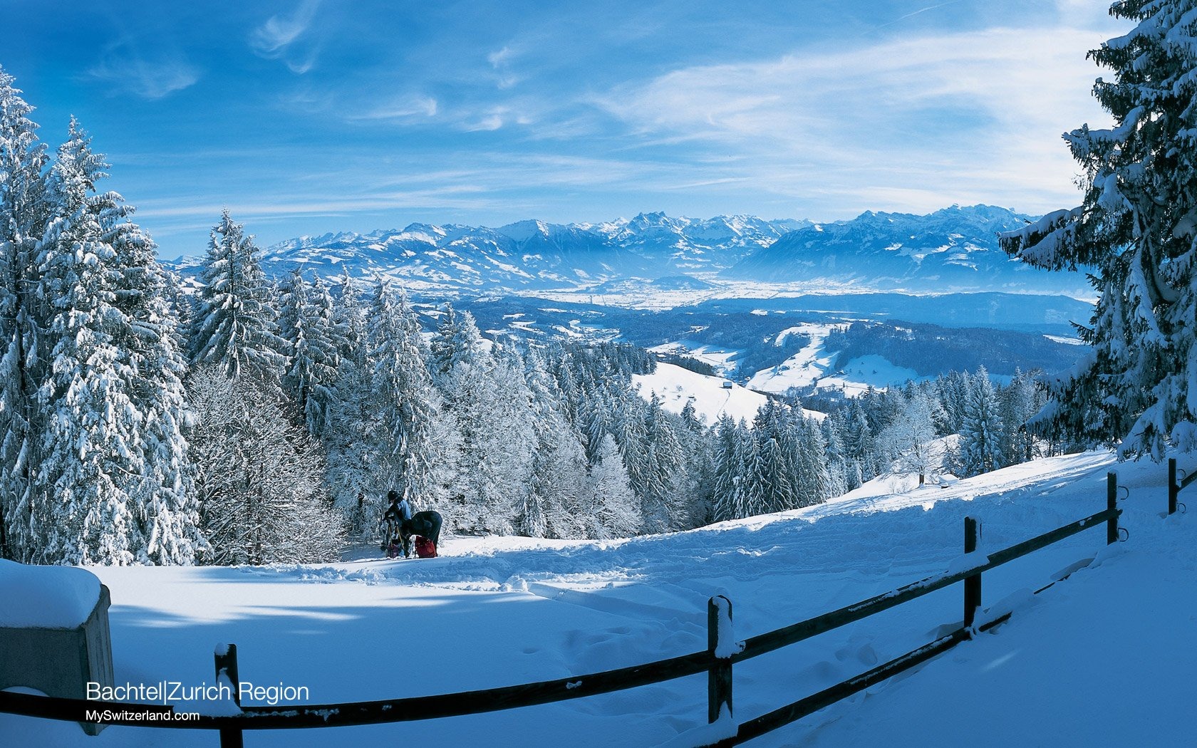 Free download wallpaper Landscape, Winter, Snow, Mountain, Forest, Earth, Fence, Switzerland, Photography on your PC desktop