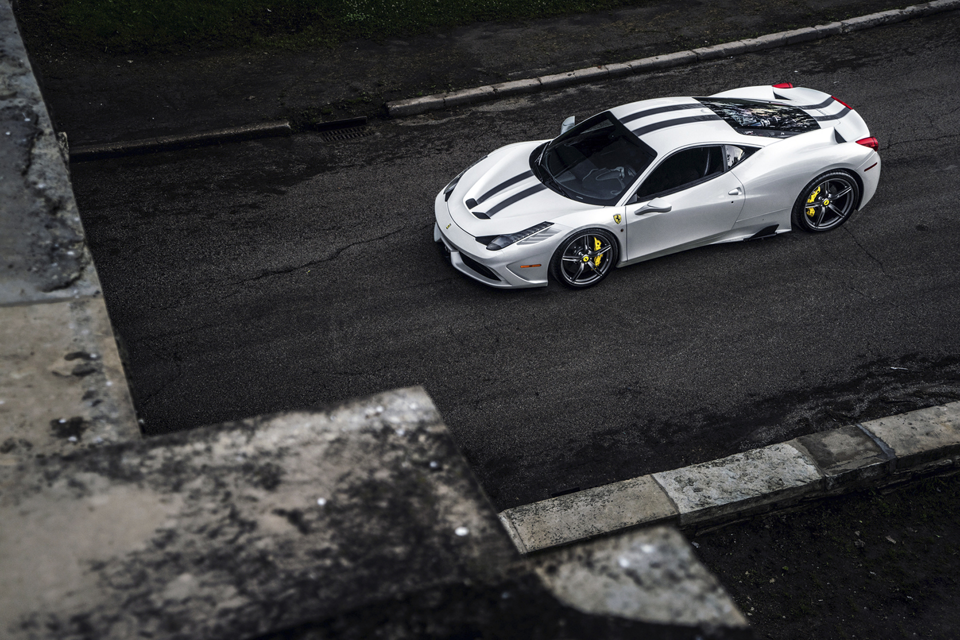 ferrari, cars, auto, view from above, 458