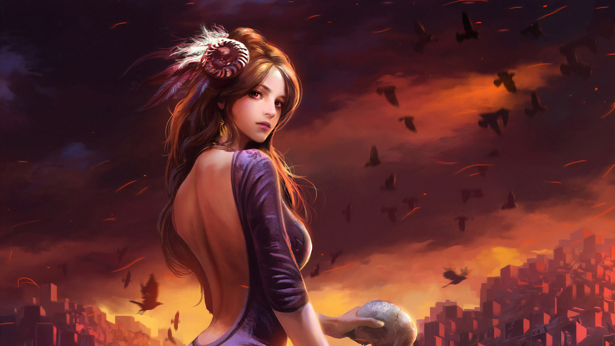 Free download wallpaper Fantasy, Women, Brown Hair on your PC desktop