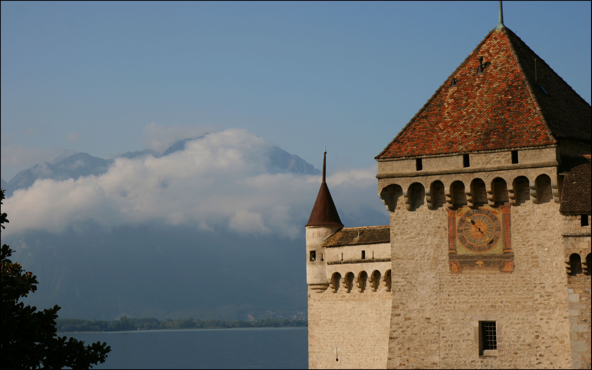 Descarga gratuita de fondo de pantalla para móvil de Castillo De Chillon, Veytaux, Reloj, Suiza, Hecho Por El Hombre, Castillos.