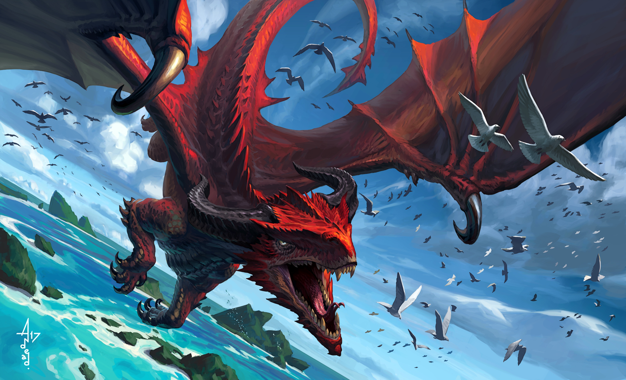 Free download wallpaper Fantasy, Bird, Dragon on your PC desktop