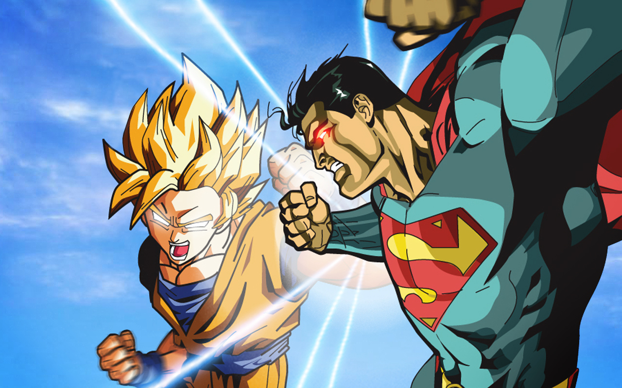 anime, crossover, goku, superman Free Background