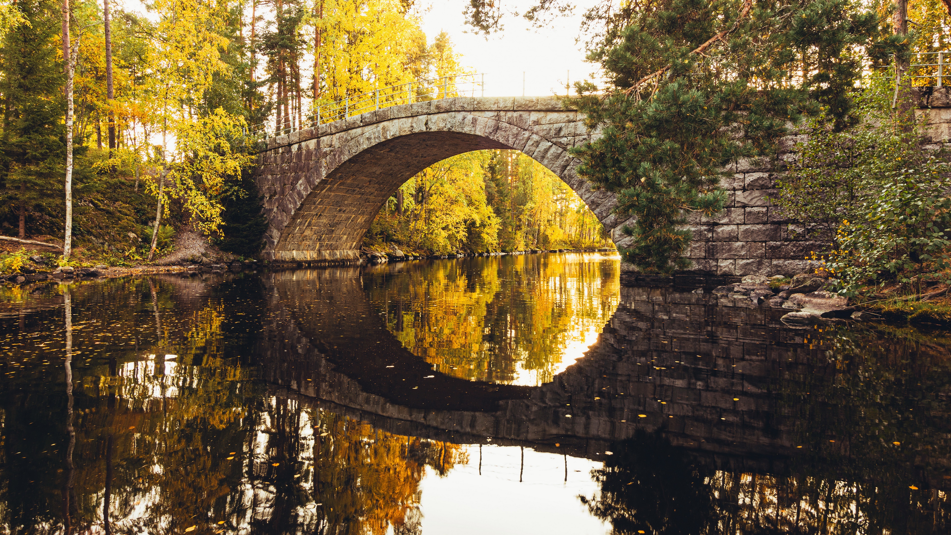 Laden Sie das Herbst, Fluss, Brücke, Brücken, Menschengemacht-Bild kostenlos auf Ihren PC-Desktop herunter