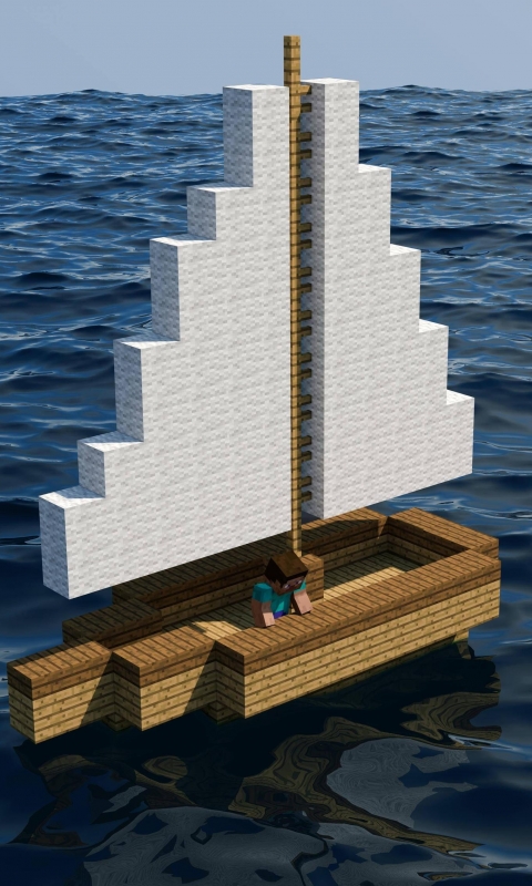 Handy-Wallpaper Minecraft, Ozean, Boot, Computerspiele, Mojang kostenlos herunterladen.