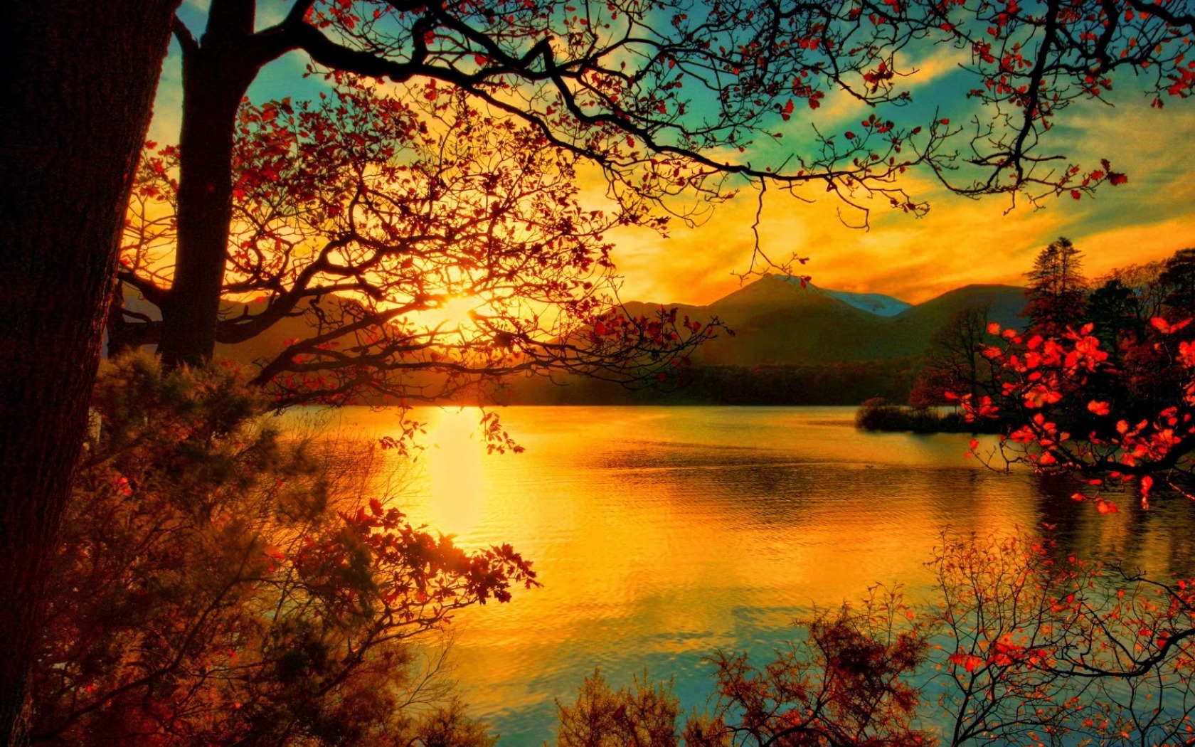 Download mobile wallpaper Sunset, Lake, Fall, Earth for free.