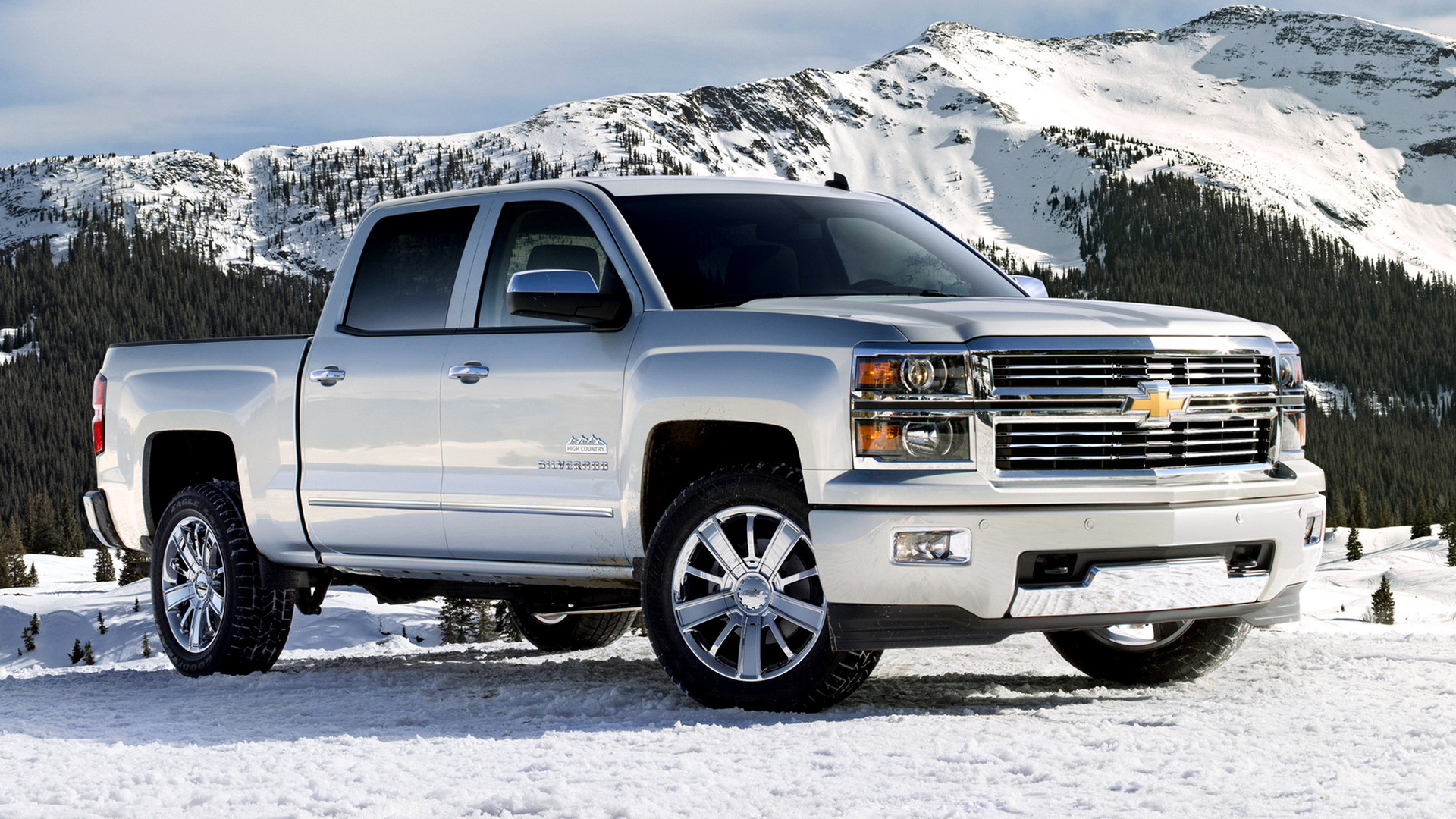 Download mobile wallpaper Winter, Snow, Chevrolet, Mountain, Car, Vehicles, White Car, Chevrolet Silverado for free.