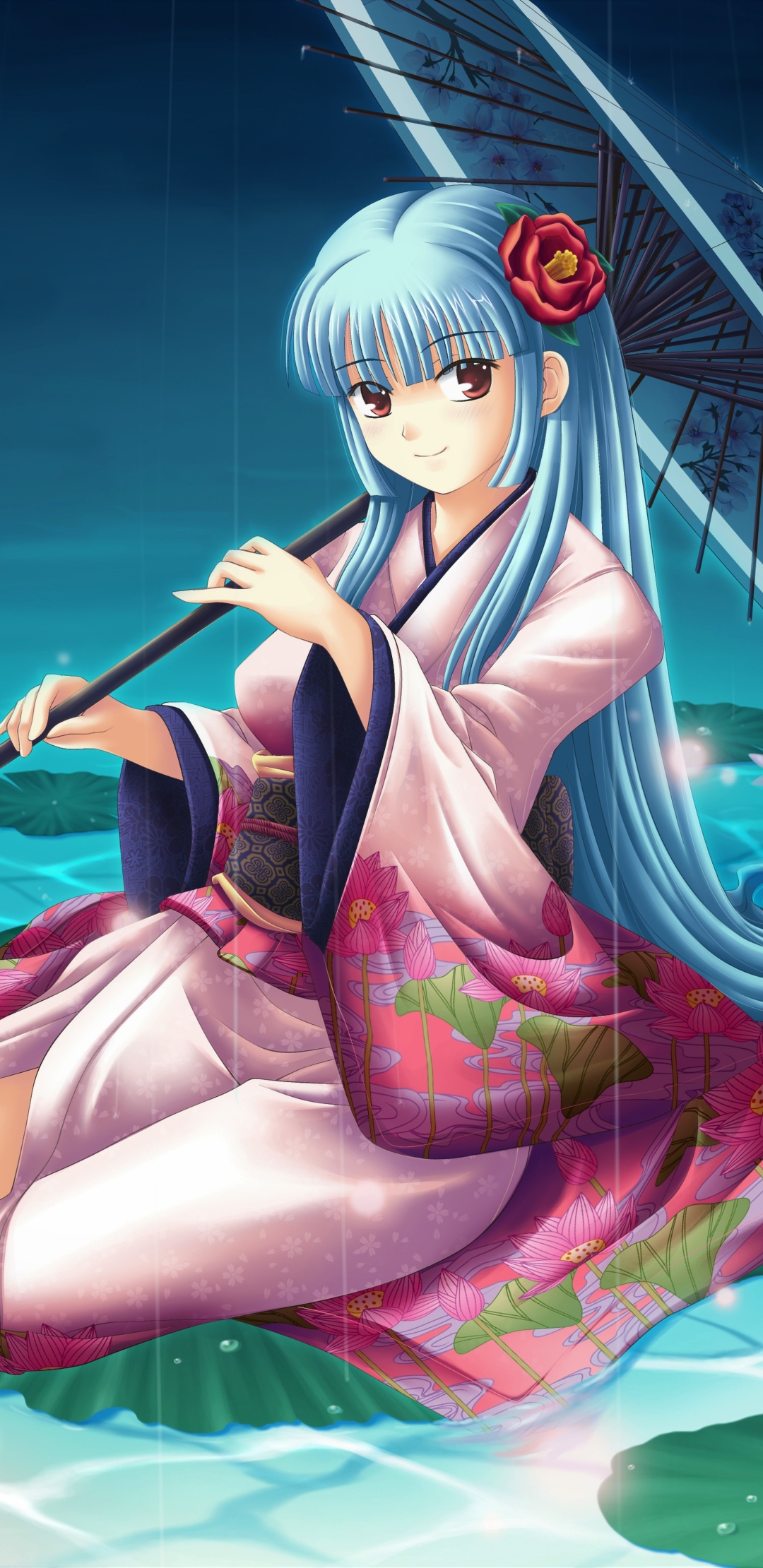 Download mobile wallpaper Anime, Girl, Kimono, Parasol for free.