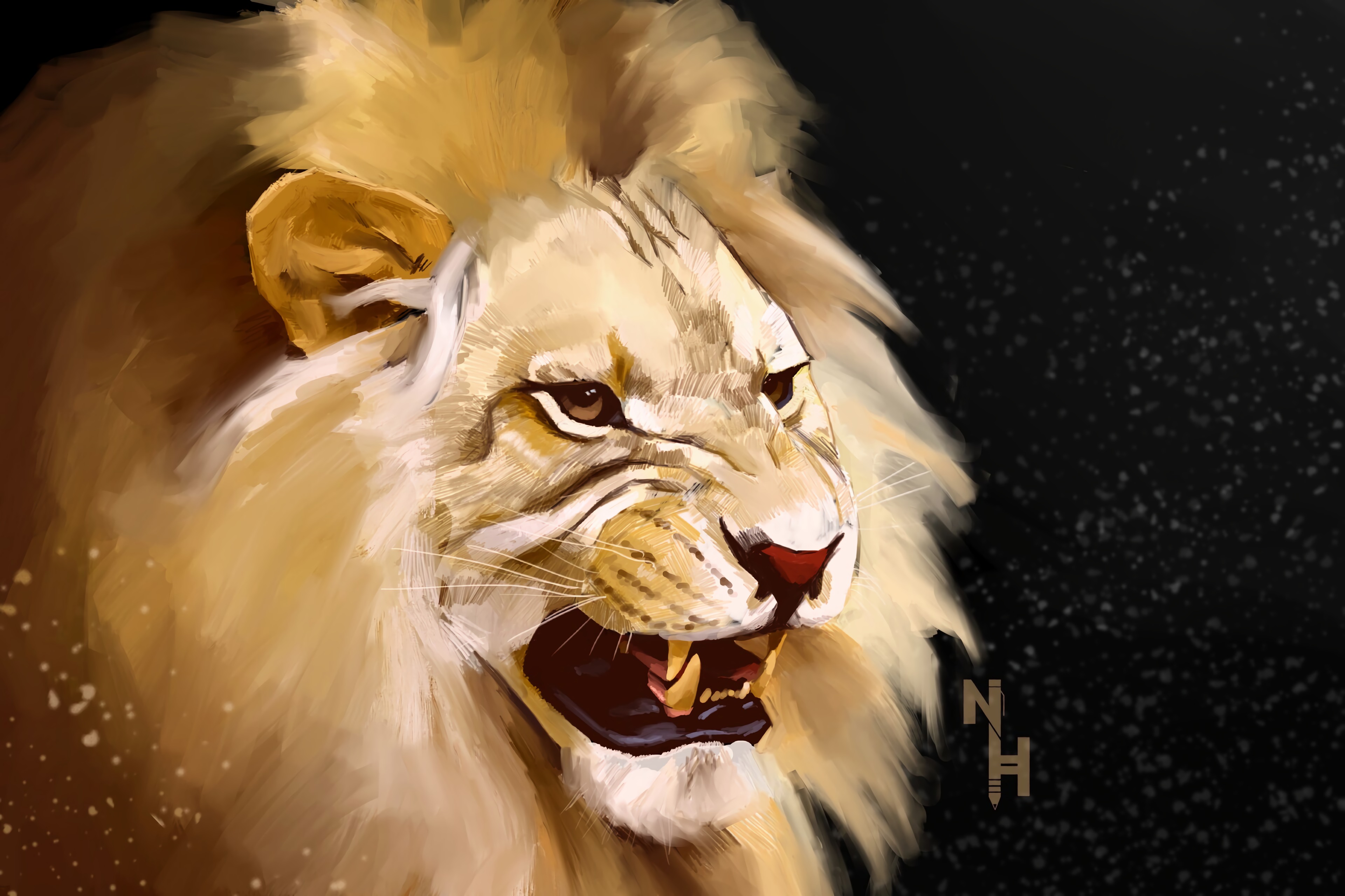 Free download wallpaper Grin, Predator, Art, King Of The Beasts, King Of Beasts, Lion on your PC desktop