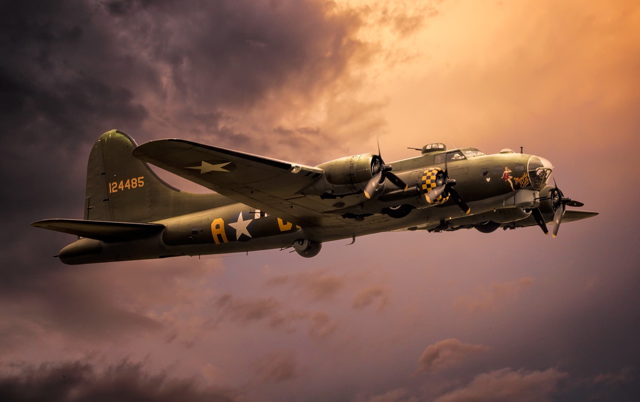boeing b 17 flying fortress, warplane, military, air force, aircraft, airplane, bomber, bombers