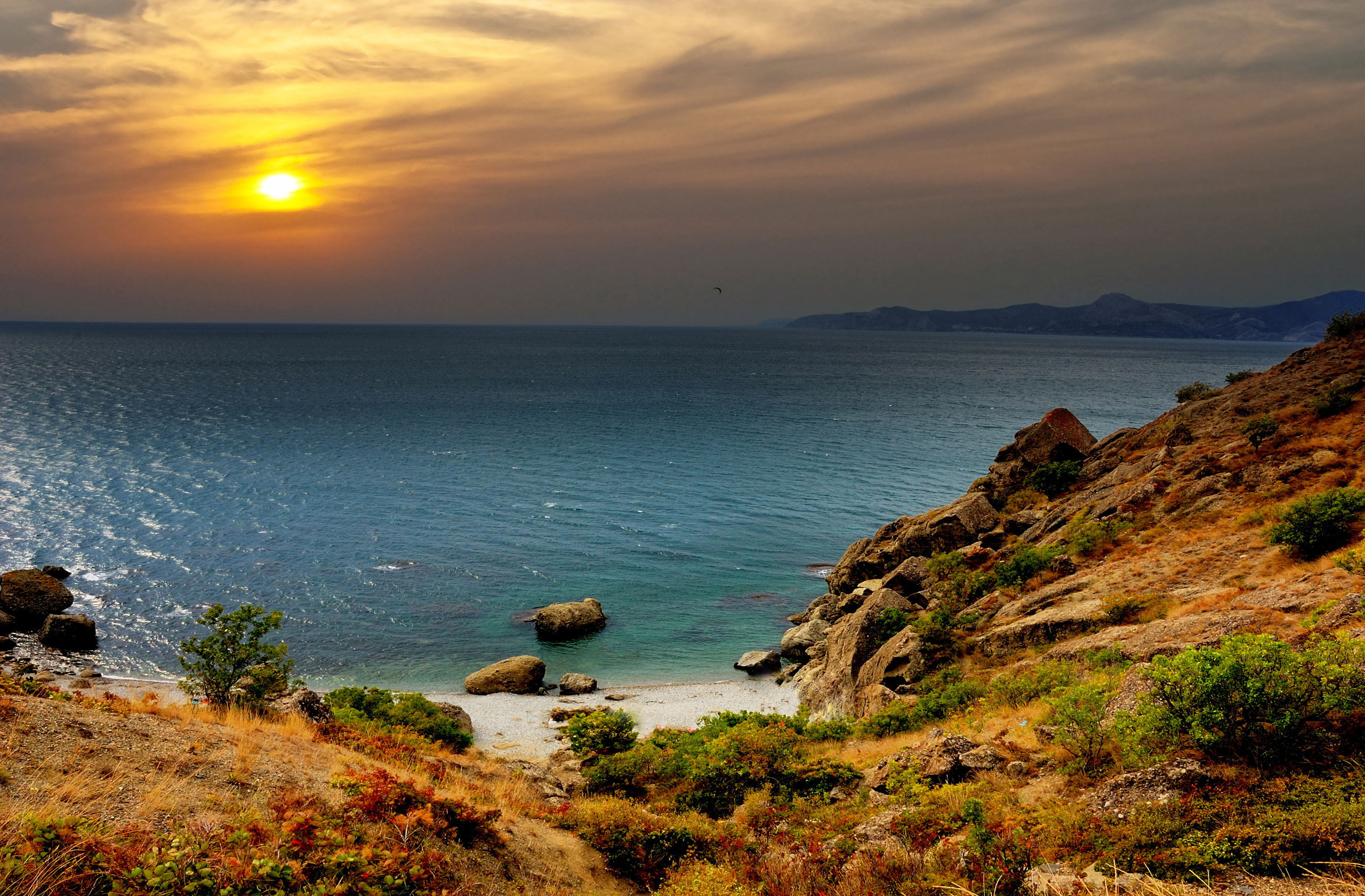 Téléchargez gratuitement l'image Coucher De Soleil, Mer, Horizon, Côte, Océan, Terre/nature sur le bureau de votre PC